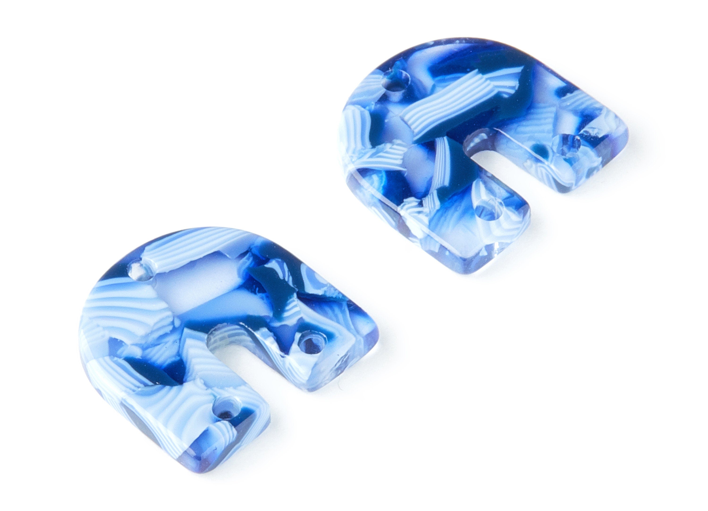 Acetate Earring Connectors Charms 3 Hole - Tortoise Shell Earrings - U Shaped Pendant - Color Code: A158 - 15.76x16.85x2.6mm - AC1467-A158 - DOMEDBAZAAR
