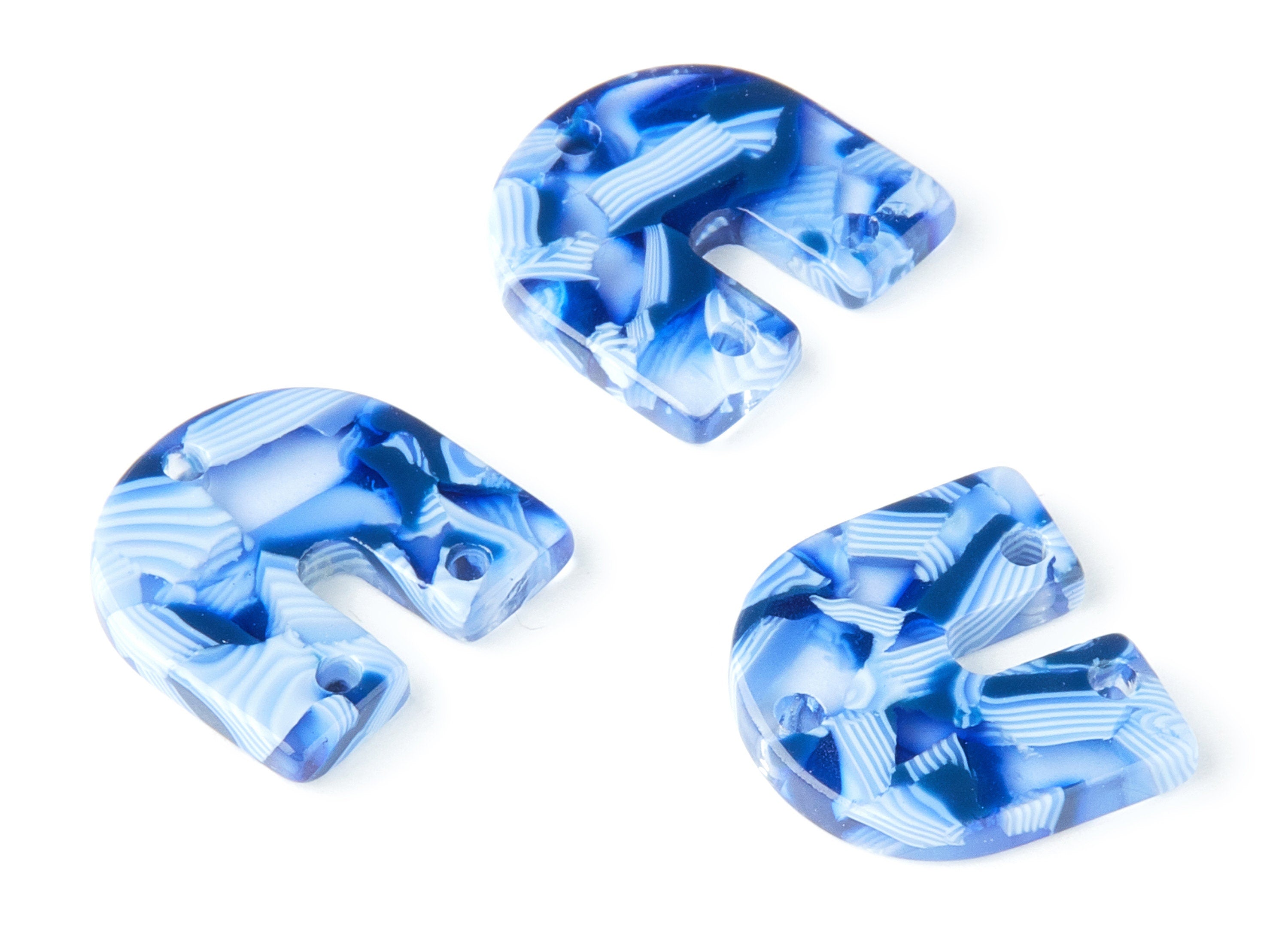 Acetate Earring Connectors Charms 3 Hole - Tortoise Shell Earrings - U Shaped Pendant - Color Code: A158 - 15.76x16.85x2.6mm - AC1467-A158 - DOMEDBAZAAR