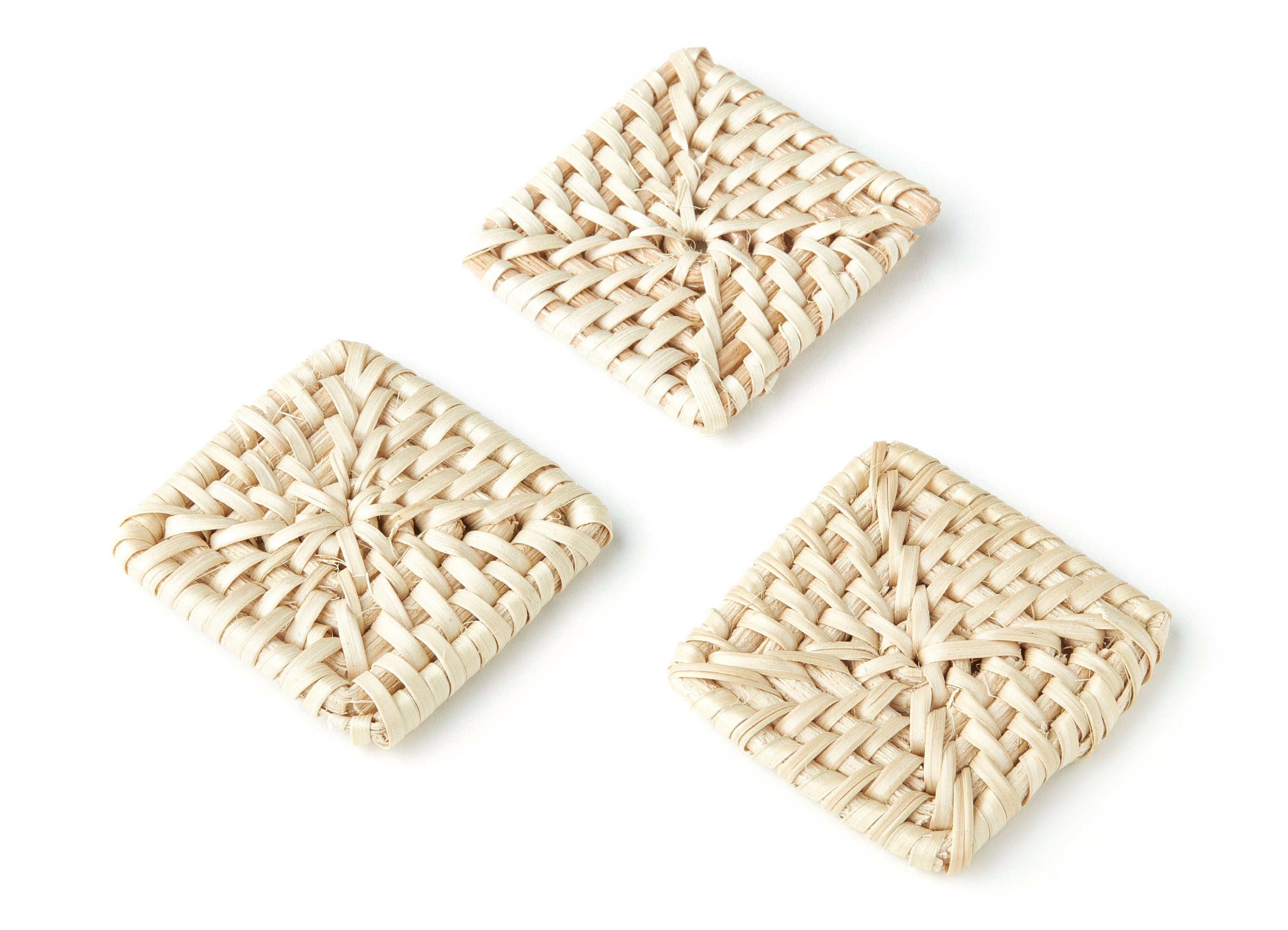 Handwoven Rattan Earrings - Square Shaped Rattan Pendant - Wooden Straw Earring - Jewelery Handmade - 41.9x41.9x5.3mm - RT1132 - DOMEDBAZAAR