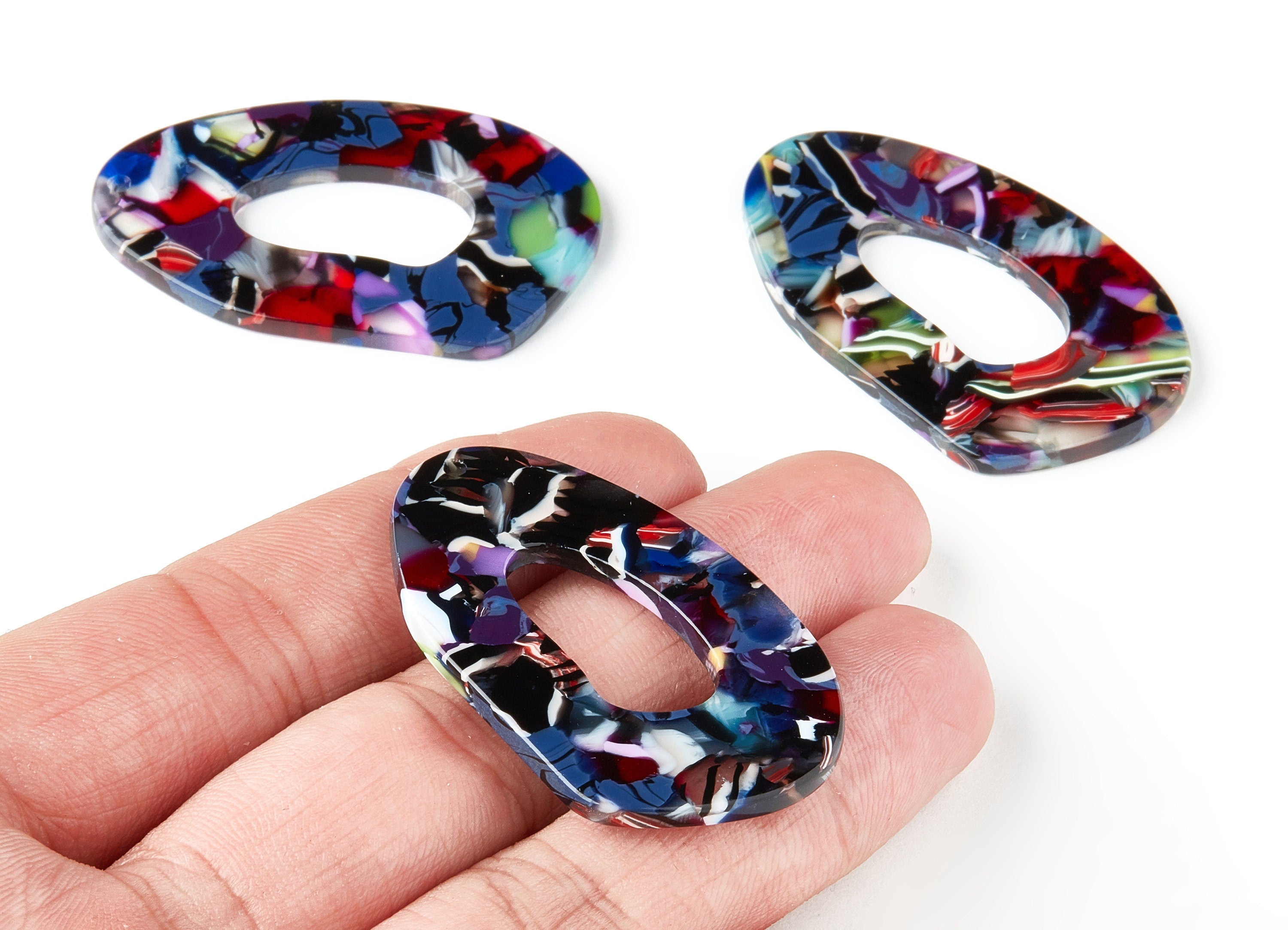 Acetate Oval Charms - Oval Earrings and Pendant - Earring Findings - Jewelry Supplys - Color Code: A212 - 45.6x28.03x5.55mm - AC1508-A212 - DOMEDBAZAAR