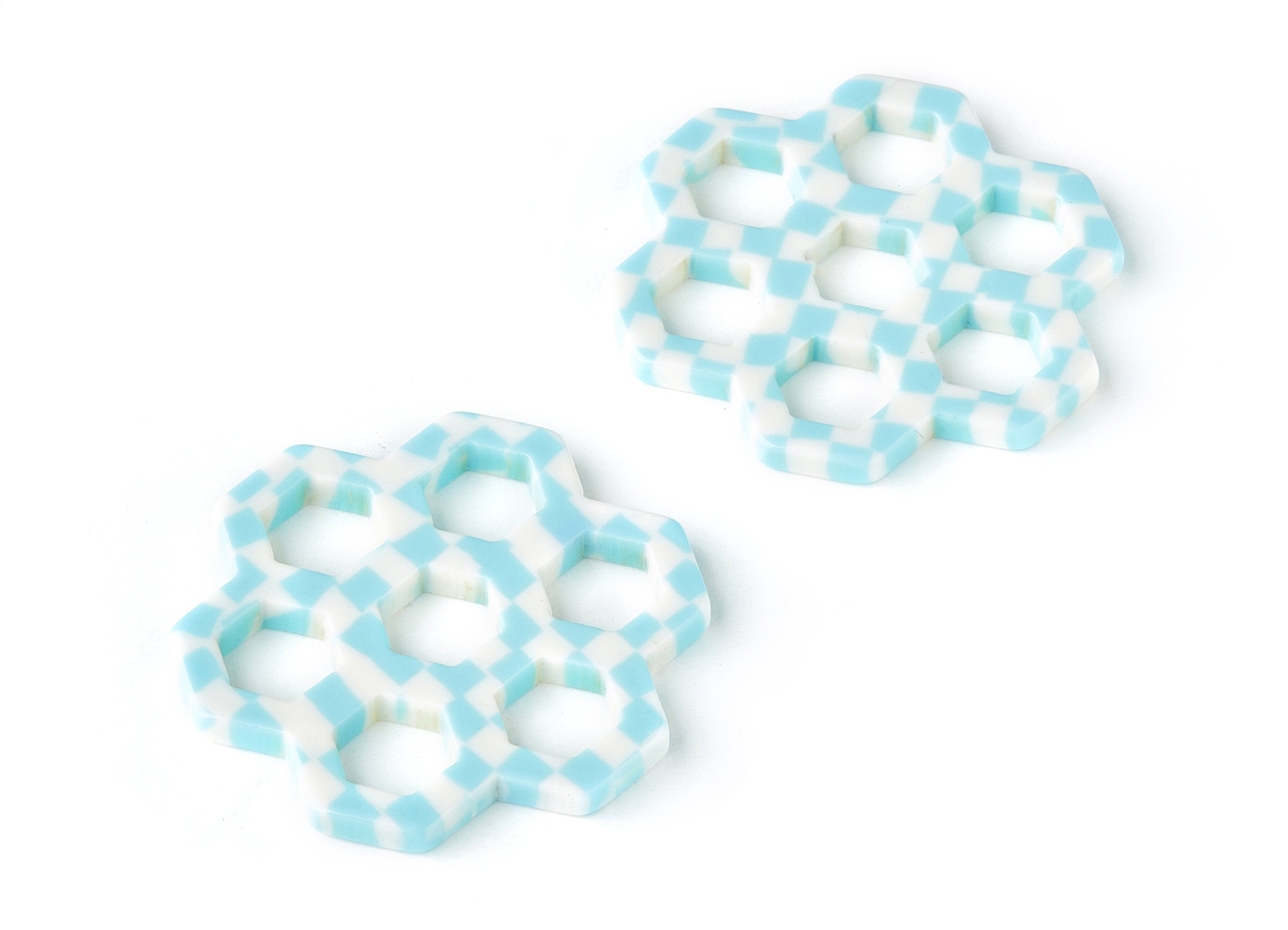 Acetate Honeycomb Earring Charms - Honeycomb Pendant - Earring Findings - Jewelry Supplies - Color Code:A180 - 35x25.65x2.52mm - AC1472-A180 - DOMEDBAZAAR