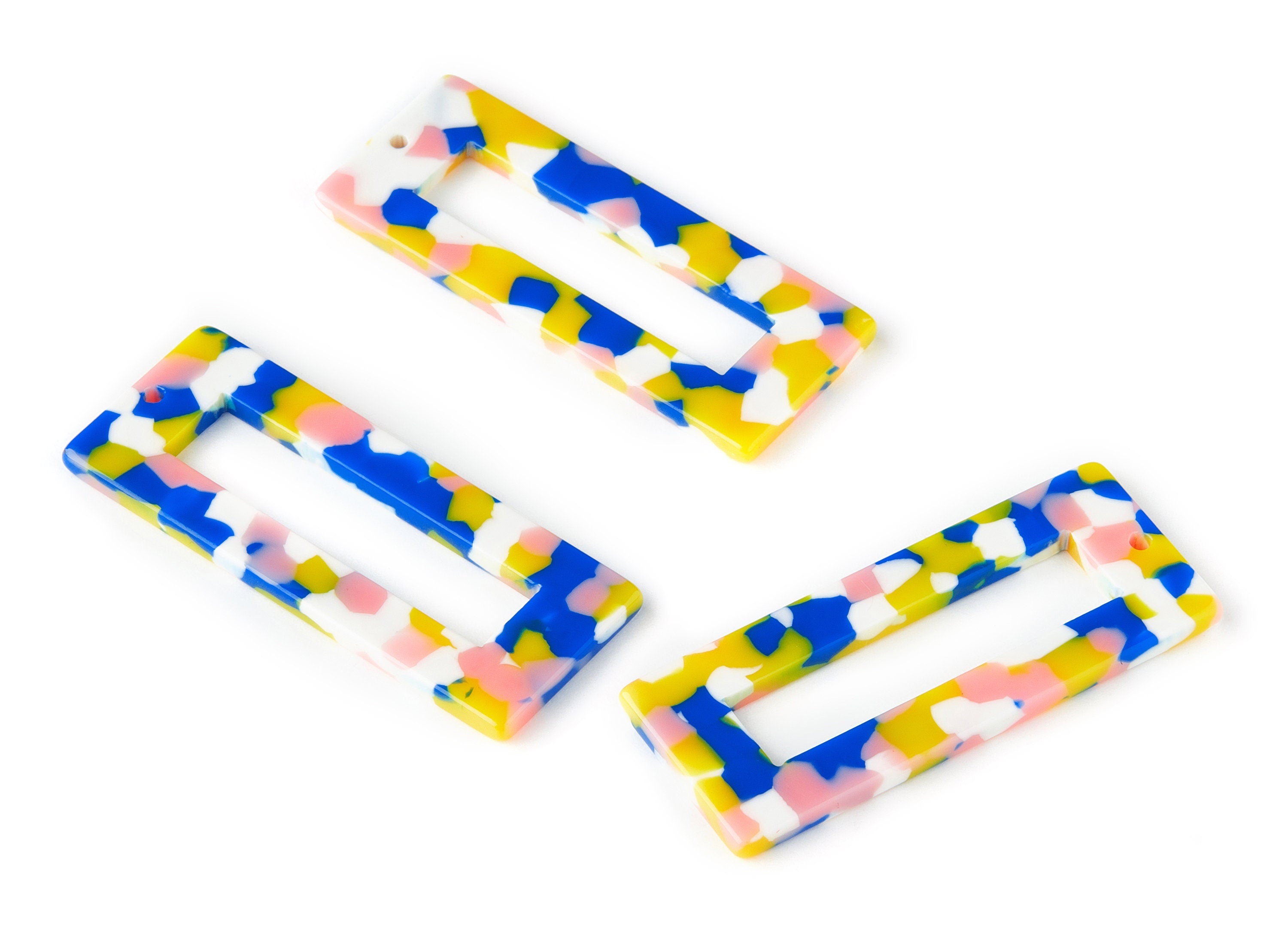 Acetate Rectangle Charms - Rectangle Pendant - Earring Findings - Jewelry Supplies - Color Code: A203 - 48.64x19.44x2.66mm - AC1025-A203 - DOMEDBAZAAR