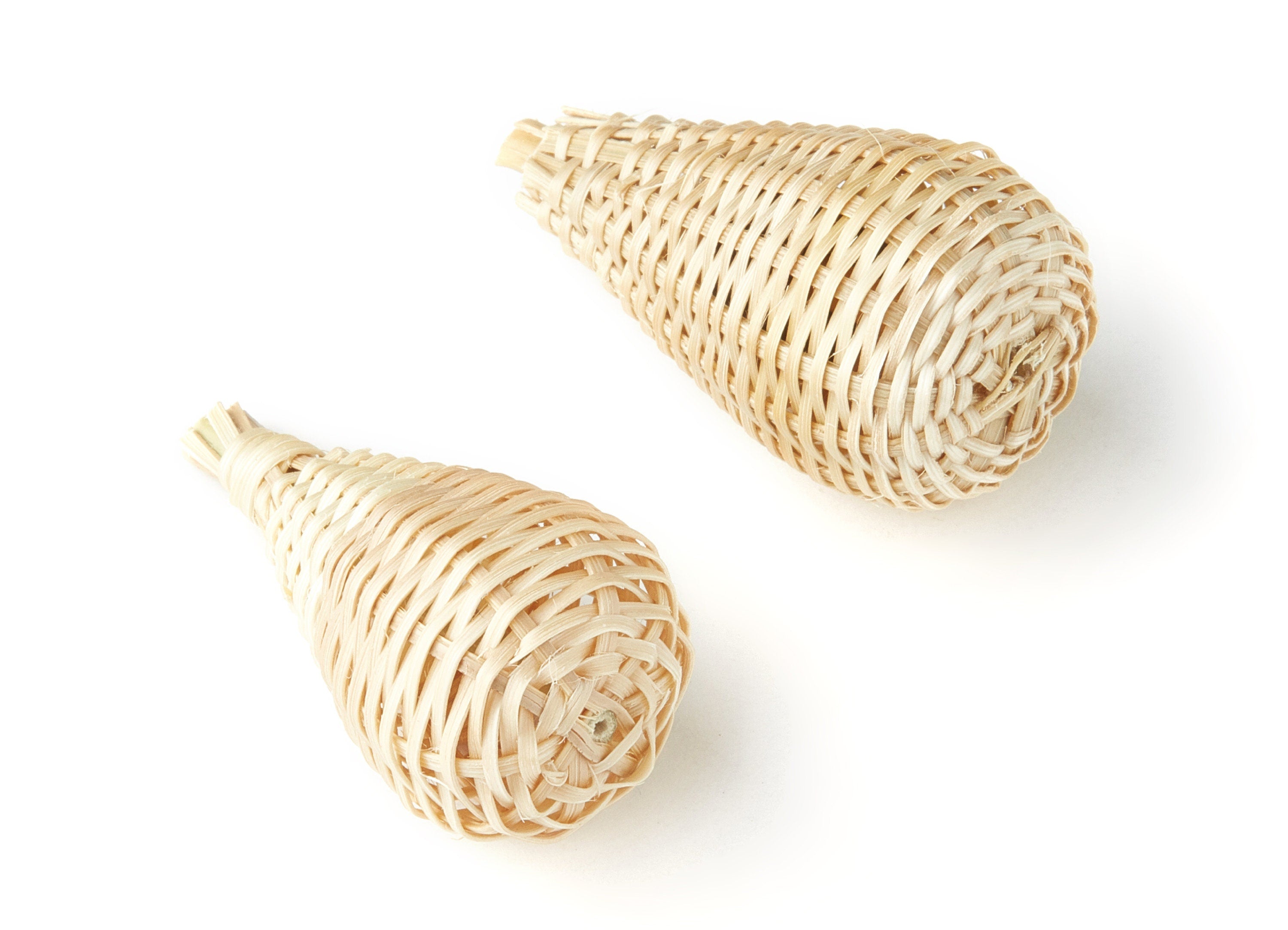 Handwoven Rattan Earrings - Cone Shaped Rattan Pendant - Wooden Straw Earring - Jewellery Handmade - 42x22mm - RT1110 - DOMEDBAZAAR