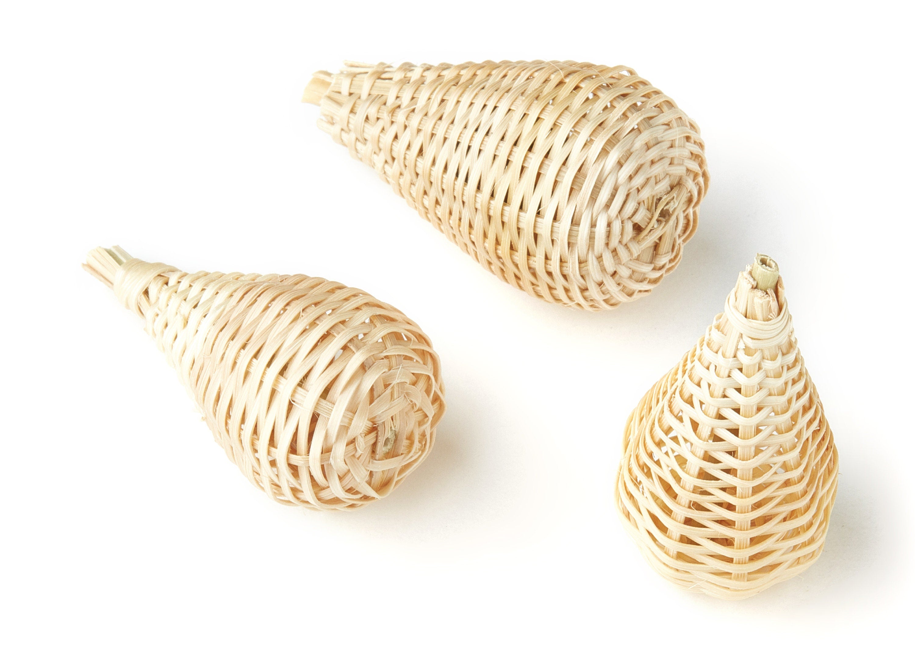 Handwoven Rattan Earrings - Cone Shaped Rattan Pendant - Wooden Straw Earring - Jewellery Handmade - 42x22mm - RT1110 - DOMEDBAZAAR