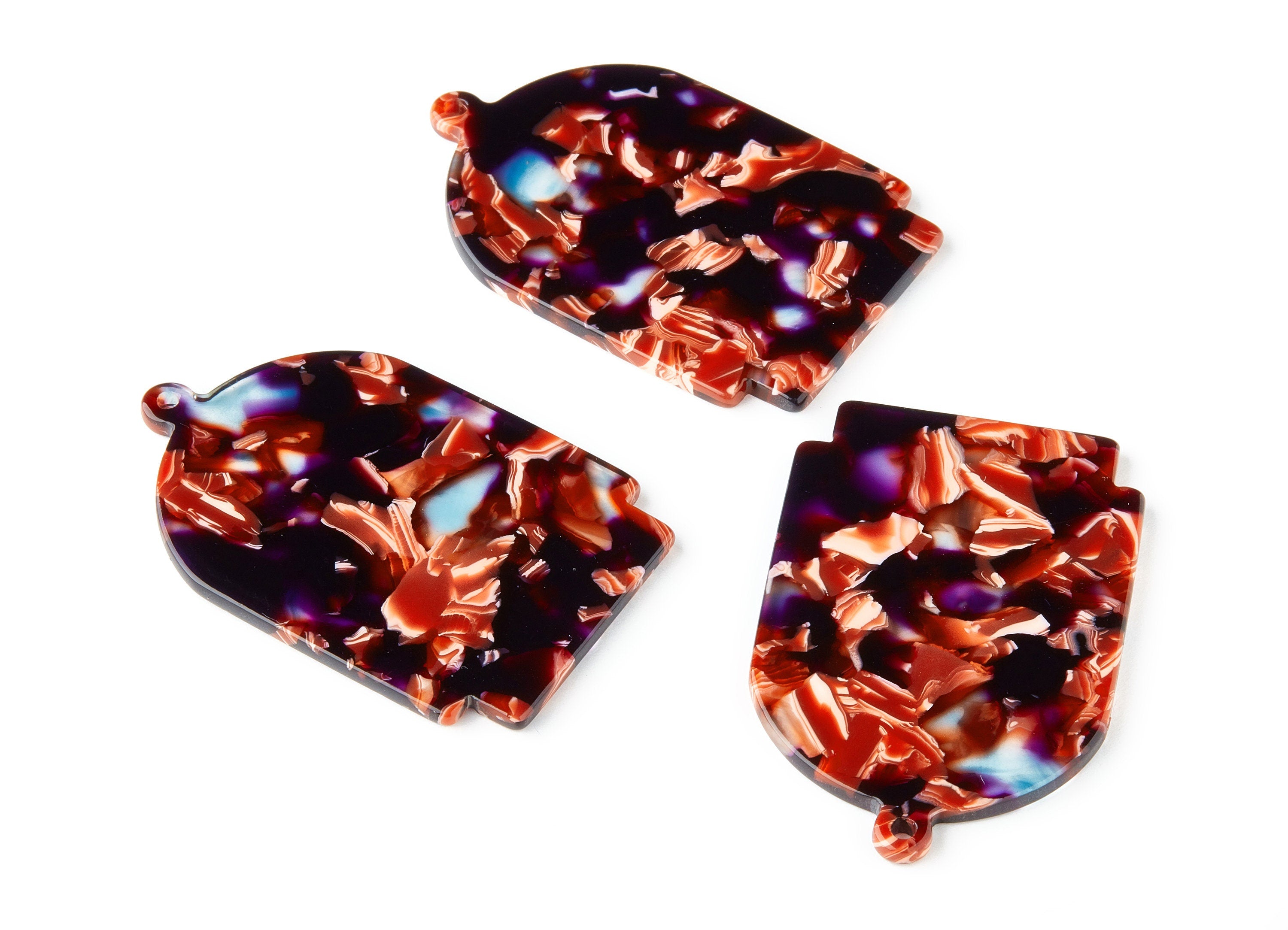 Acetate Bird Cage Earring Charms - Bird Cage Pendant - Earring Findings - Jewelry Supplies - Color Code: A190 - 52.6x34x2.55mm - AC1480-A190 - DOMEDBAZAAR