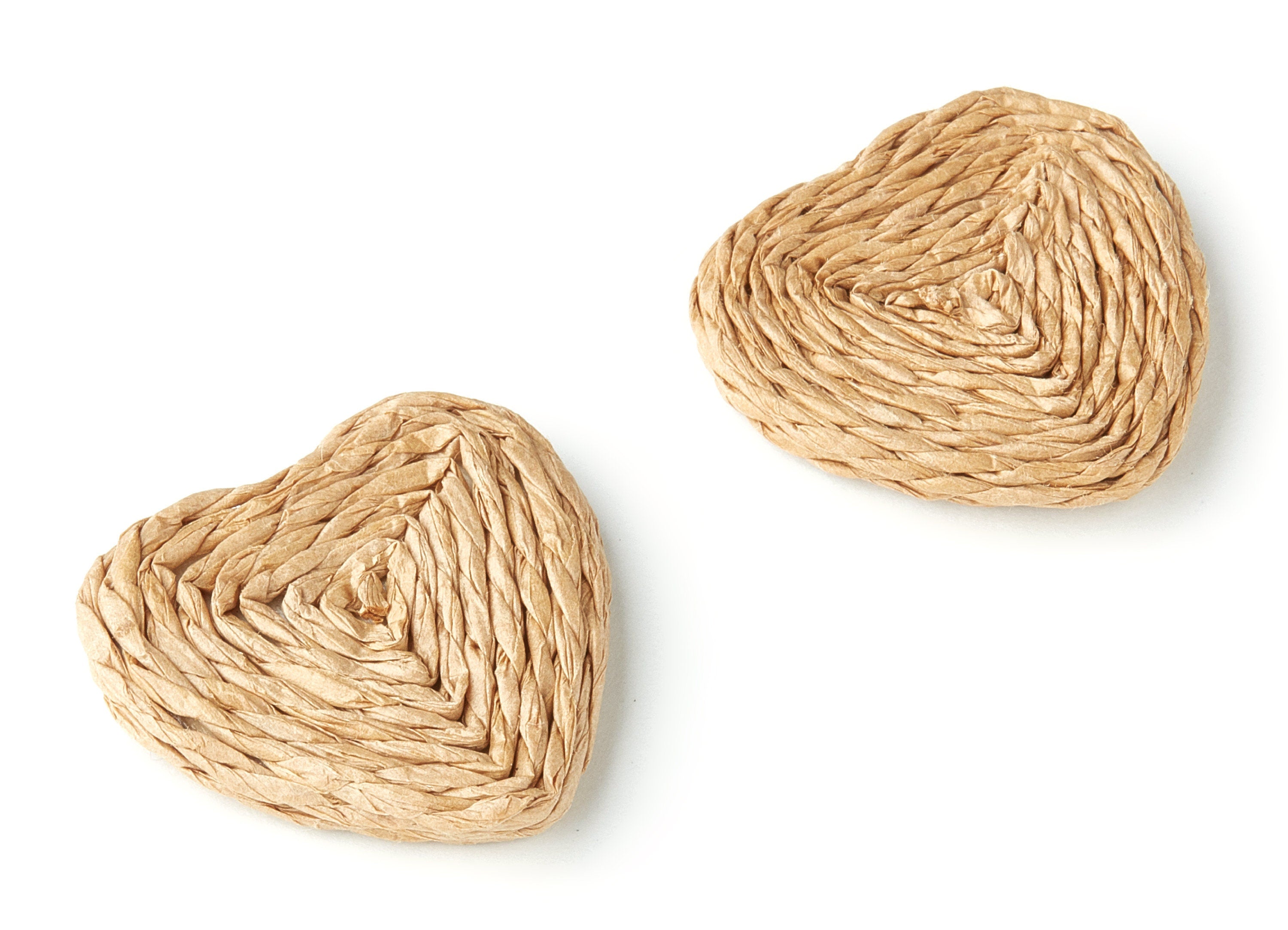 Handwoven Rattan Earrings - Heart Shaped Rattan Pendant - Wooden Straw Earring - Jewelery Handmade - 31.8x31.1x4.7mm - RT1127 - DOMEDBAZAAR