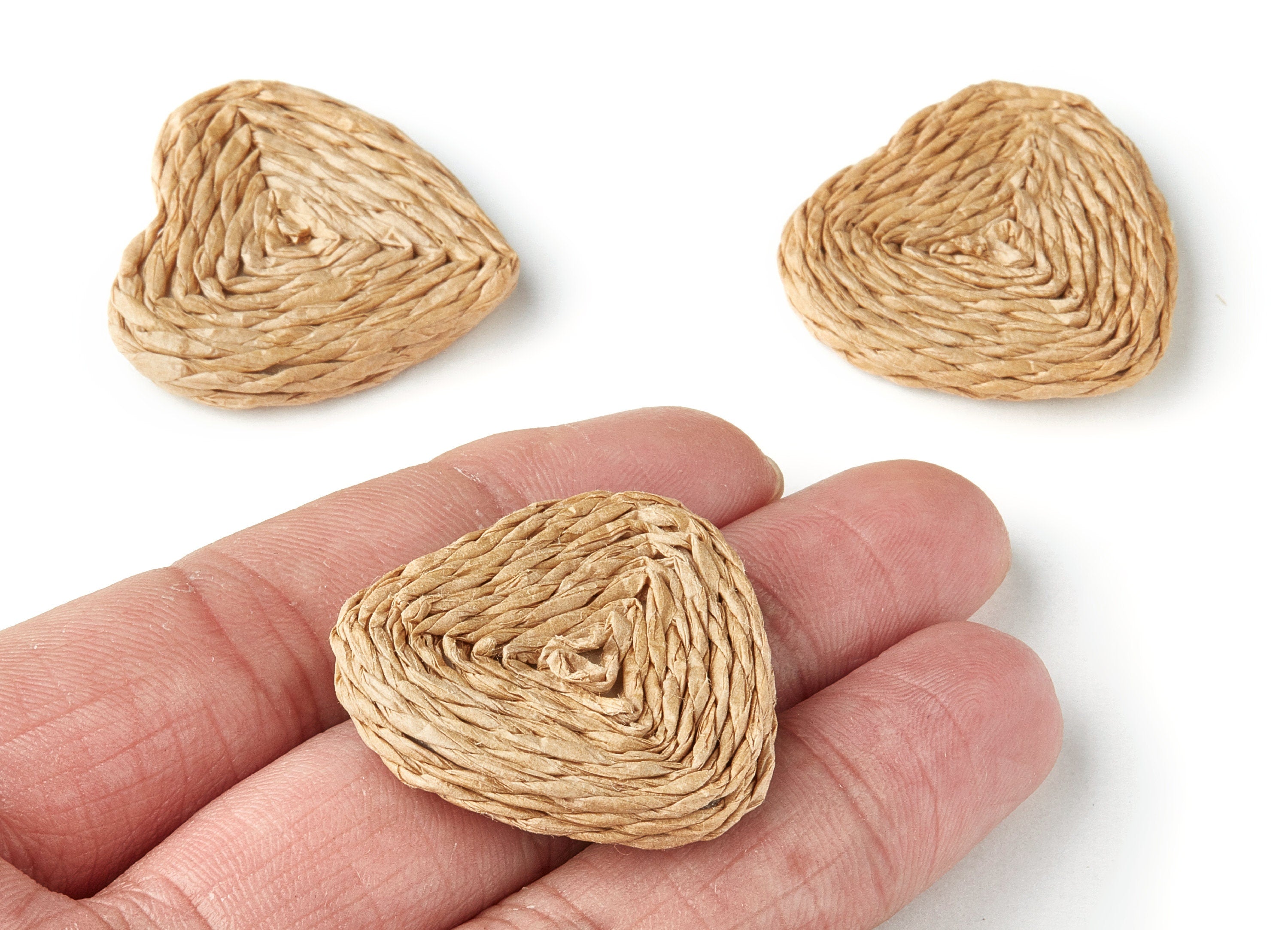 Handwoven Rattan Earrings - Heart Shaped Rattan Pendant - Wooden Straw Earring - Jewelery Handmade - 31.8x31.1x4.7mm - RT1127 - DOMEDBAZAAR