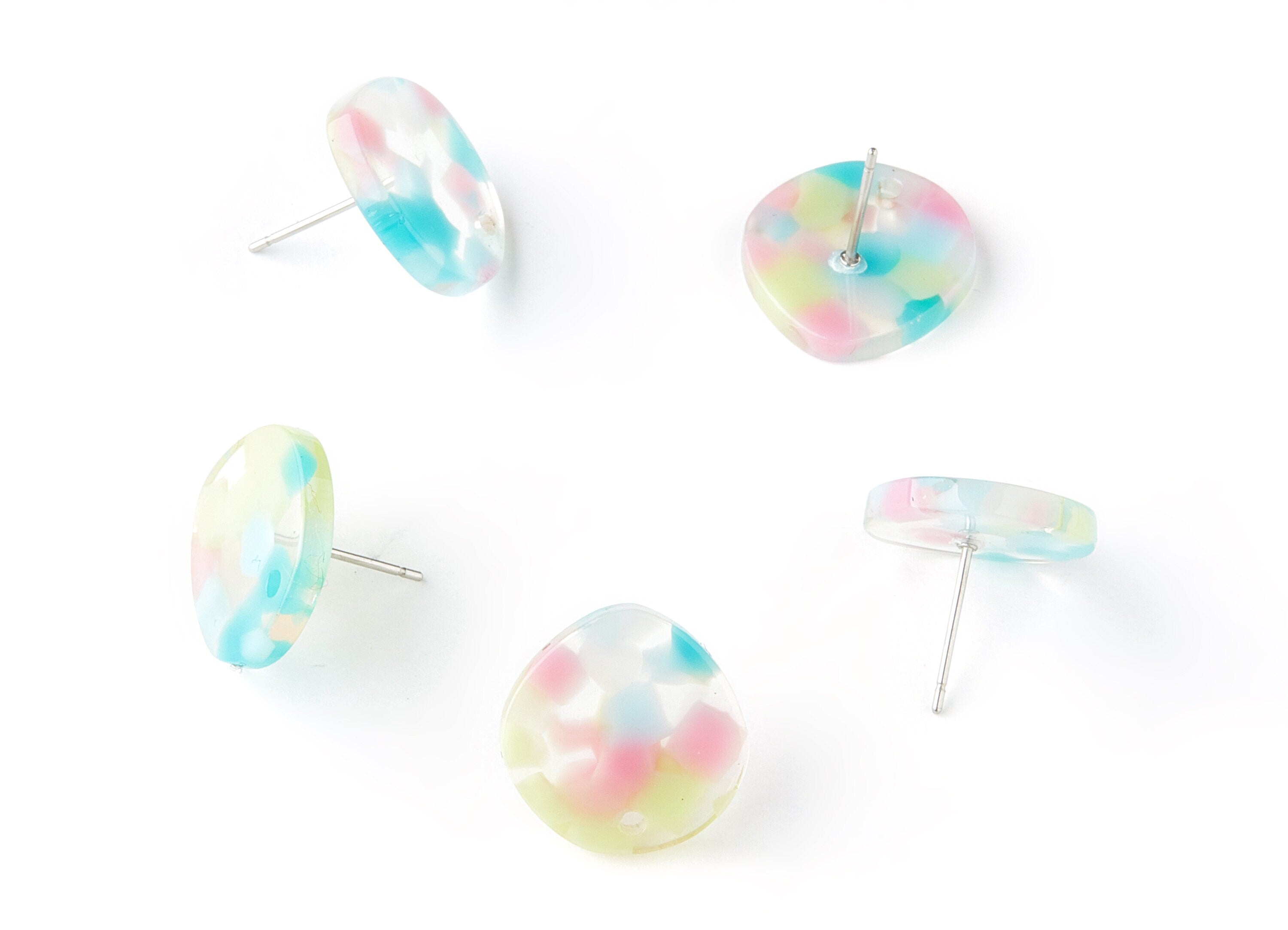 Acetate Round Earring Stud - Roundl Earring Post and Stud - Earring Findings - Color Code: A222 - 16.5x15.3x2.5mm - AC1529-A222 - DOMEDBAZAAR