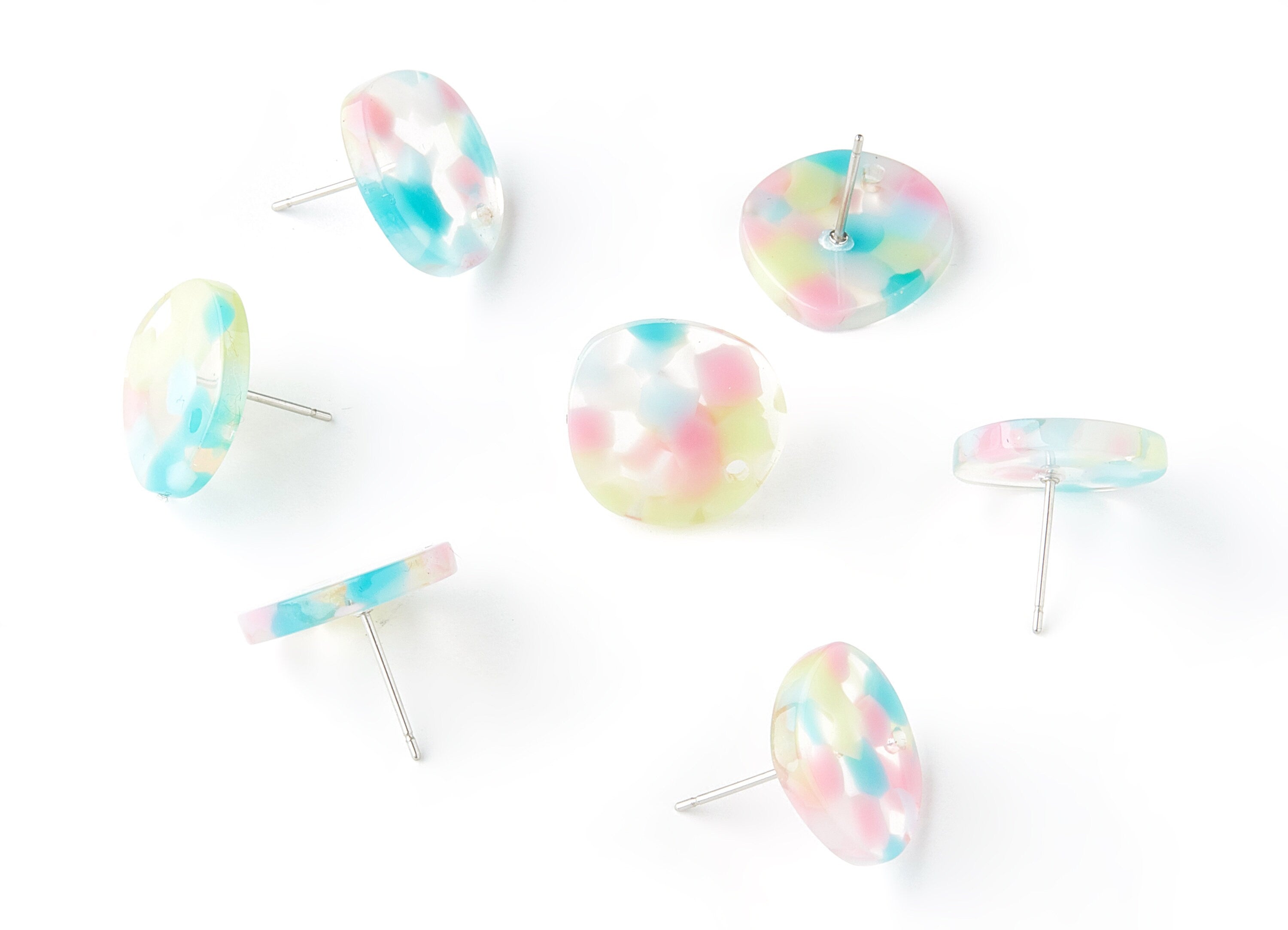 Acetate Round Earring Stud - Roundl Earring Post and Stud - Earring Findings - Color Code: A222 - 16.5x15.3x2.5mm - AC1529-A222 - DOMEDBAZAAR