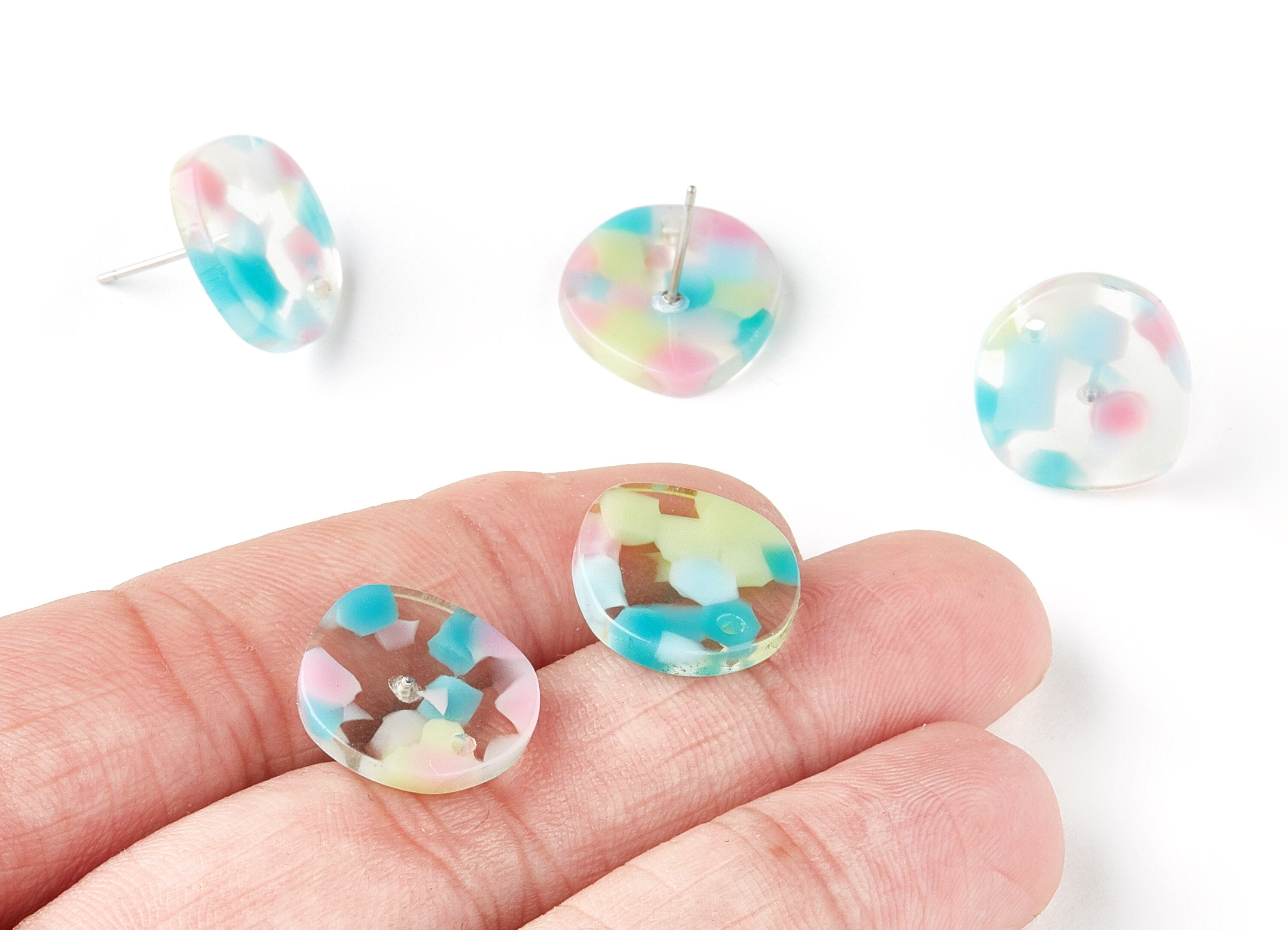 Acetate Round Earring Stud - Roundl Earring Post and Stud - Earring Findings - Color Code: A222 - 16.5x15.3x2.5mm - AC1529-A222 - DOMEDBAZAAR