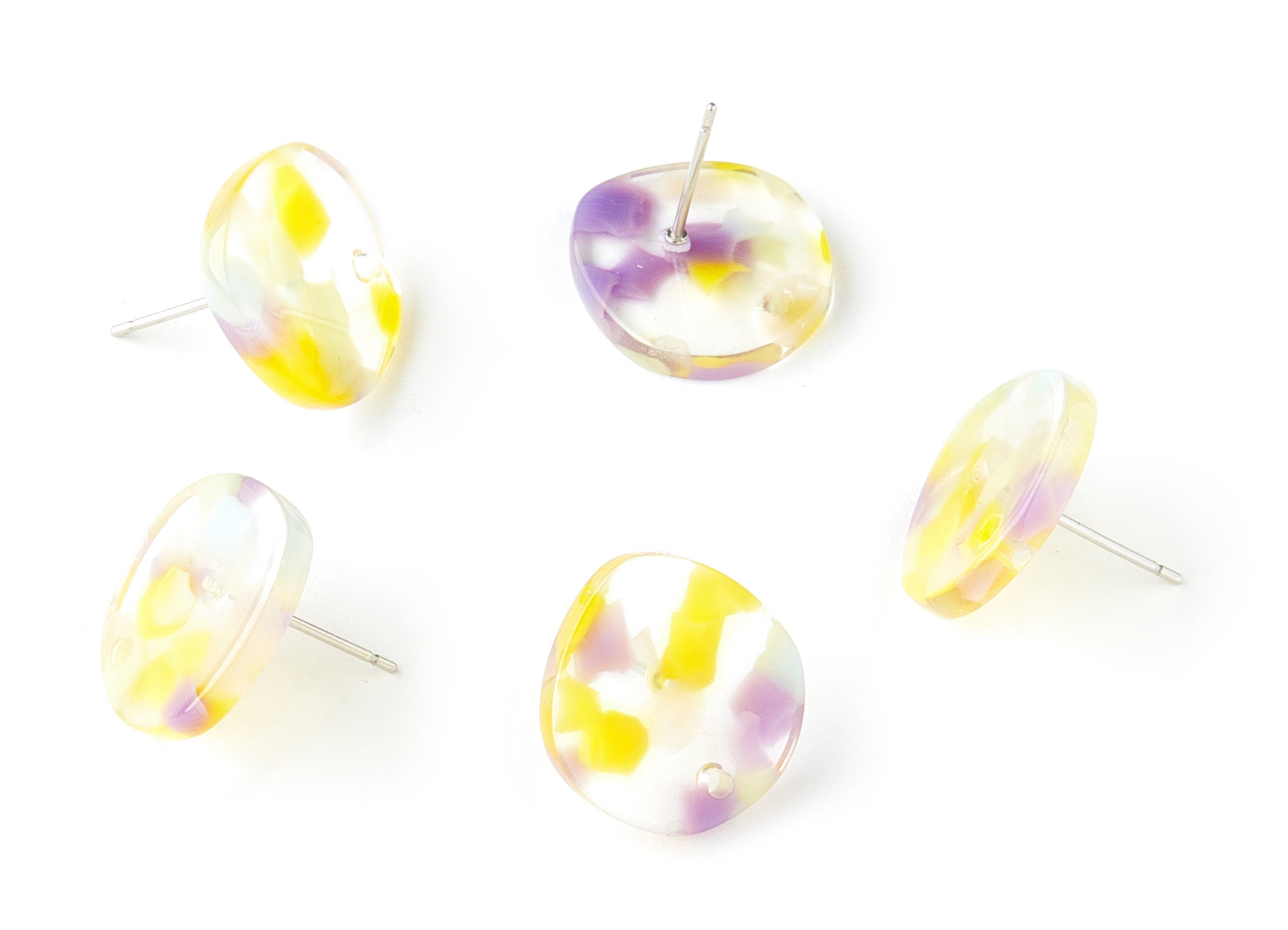 Acetate Round Earring Stud - Roundl Earring Post and Stud - Earring Findings - Color Code: A221 - 16.5x15.3x2.5mm - AC1529-A221 - DOMEDBAZAAR