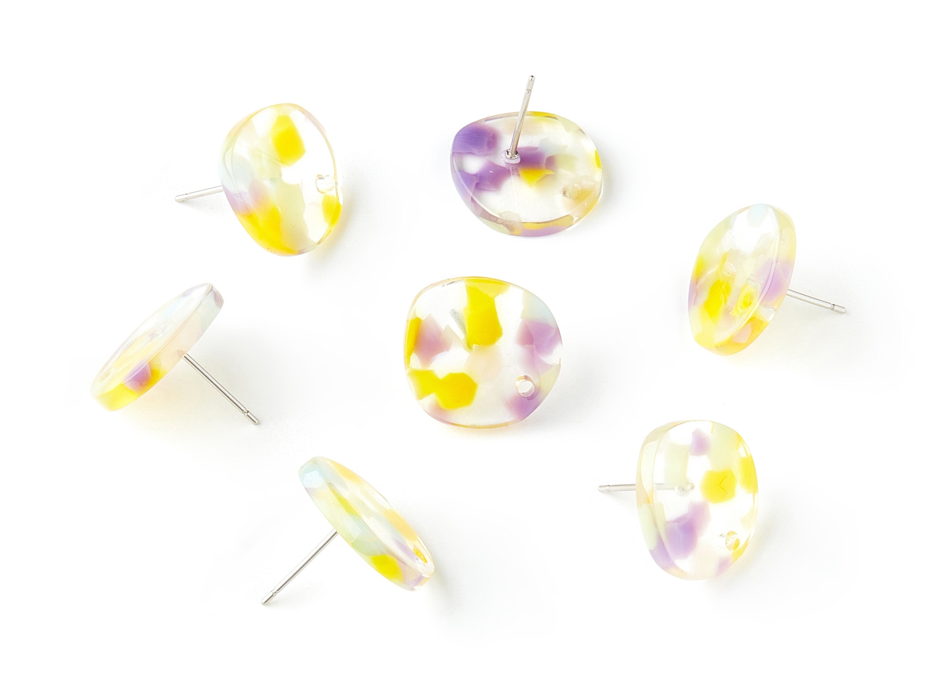 Acetate Round Earring Stud - Roundl Earring Post and Stud - Earring Findings - Color Code: A221 - 16.5x15.3x2.5mm - AC1529-A221 - DOMEDBAZAAR