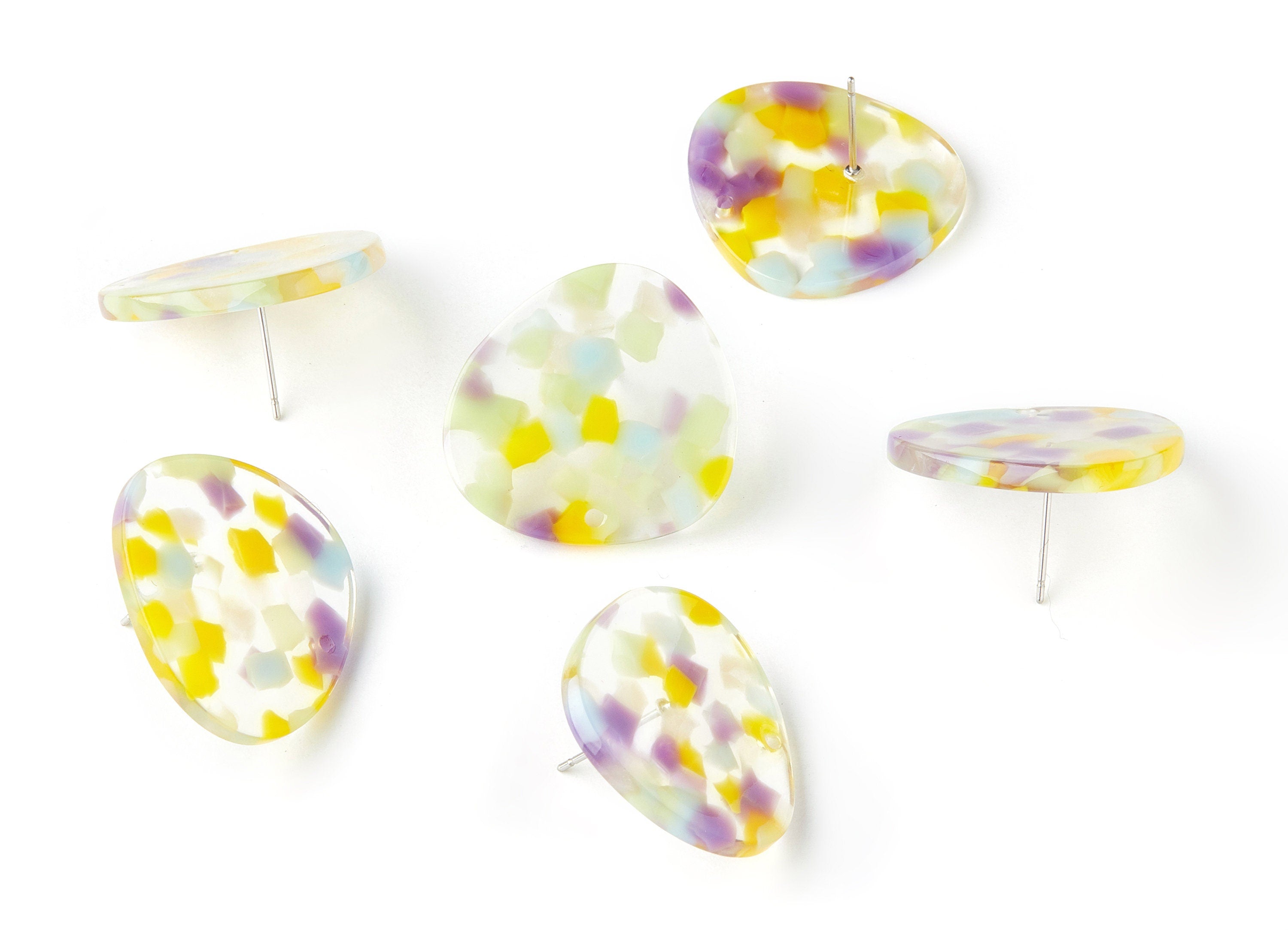 Acetate Oval Earring Stud - Oval Earring Post and Stud - Earring Findings - Color Code: A221 - 26.4x24.7x2.4mm - AC1533-A221 - DOMEDBAZAAR