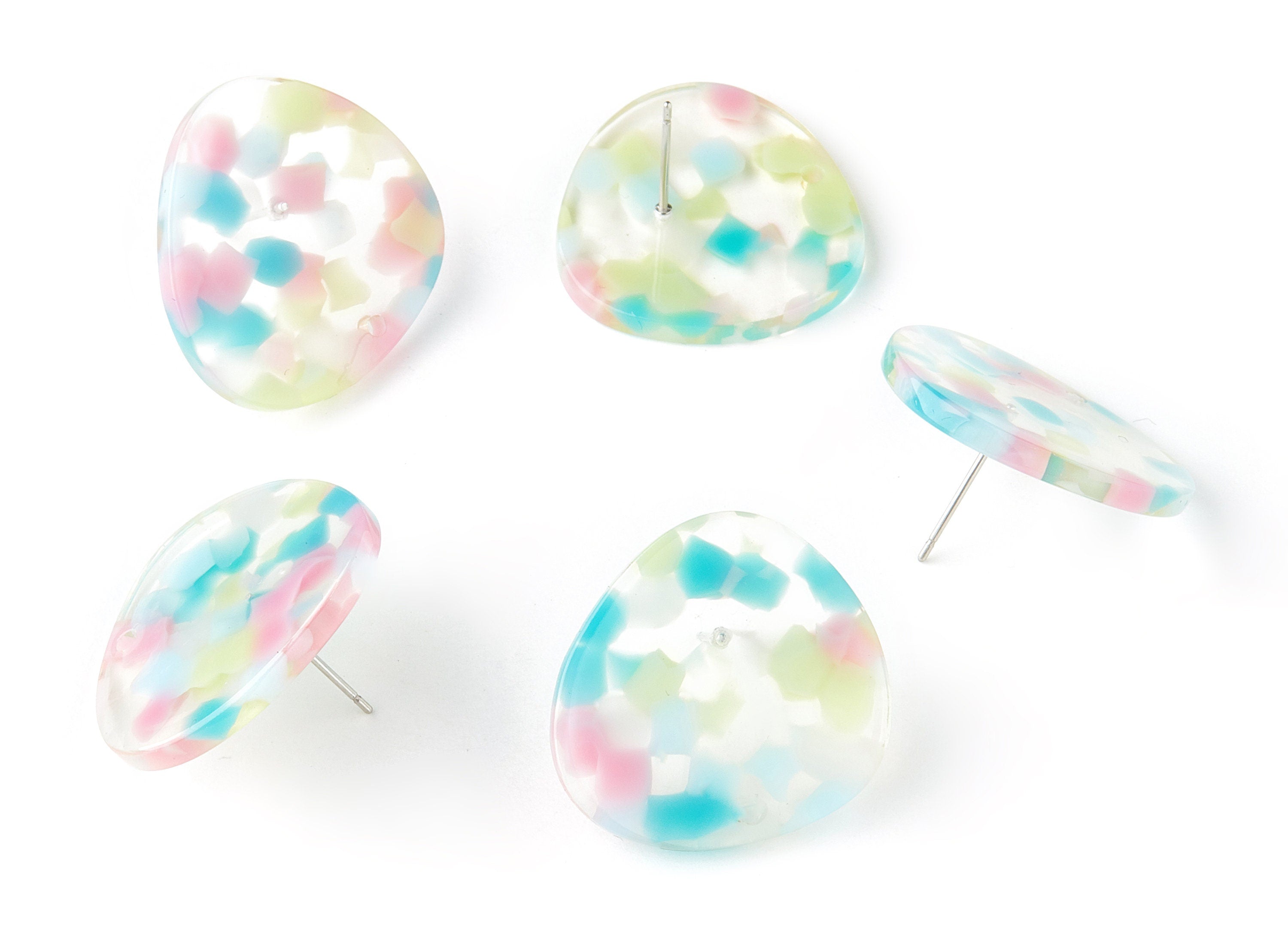 Acetate Oval Earring Stud - Oval Earring Post and Stud - Earring Findings - Color Code: A222 - 26.4x24.7x2.4mm - AC1533-A222 - DOMEDBAZAAR
