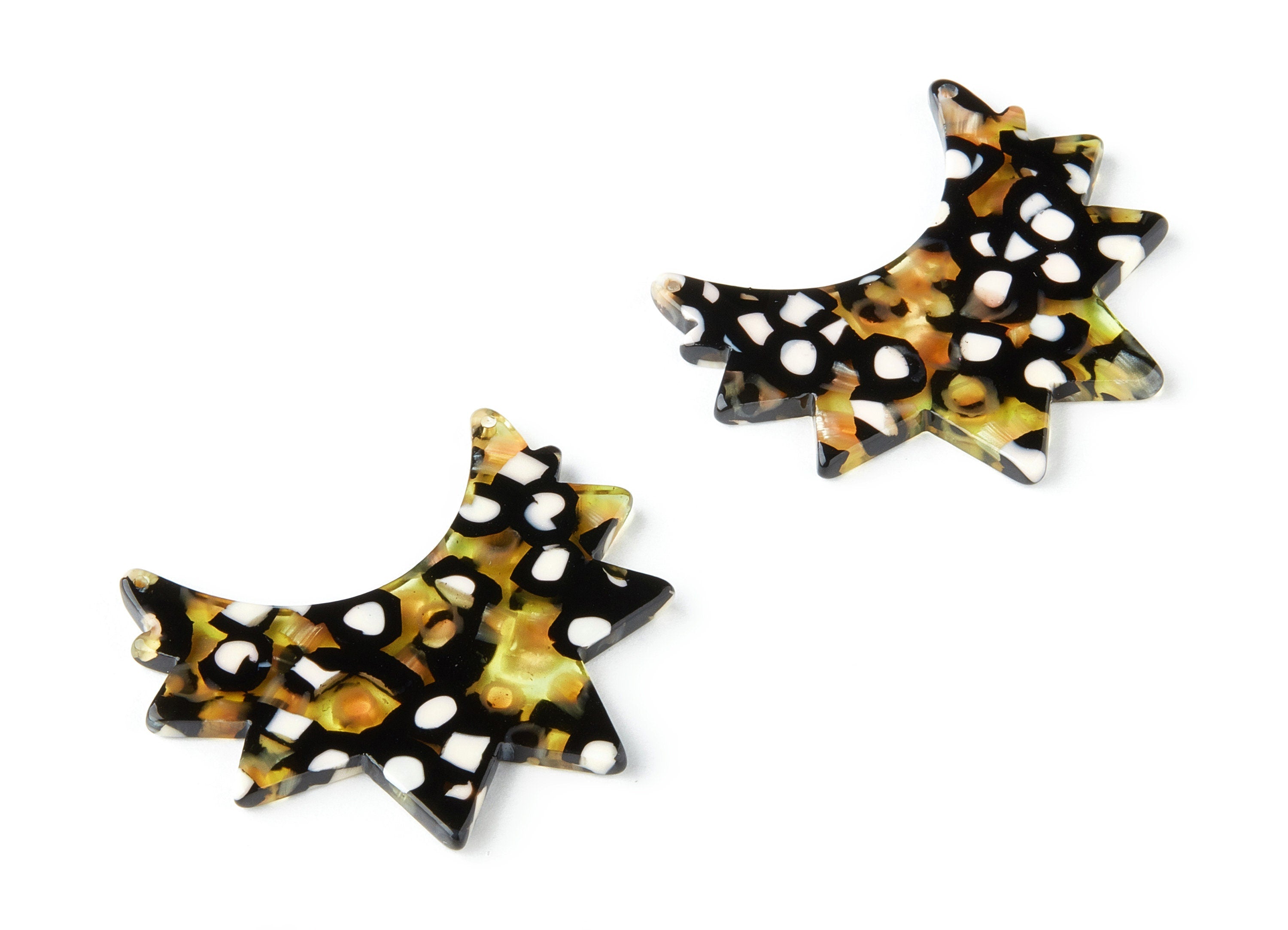 Acetate Sunrise Earring Charms - Acrylic Sunrise Pendant - 2 Holes - Jewelry Supplies - Color Code:A193 - 40.33x23.07x2.63mm - AC1481-A193 - DOMEDBAZAAR