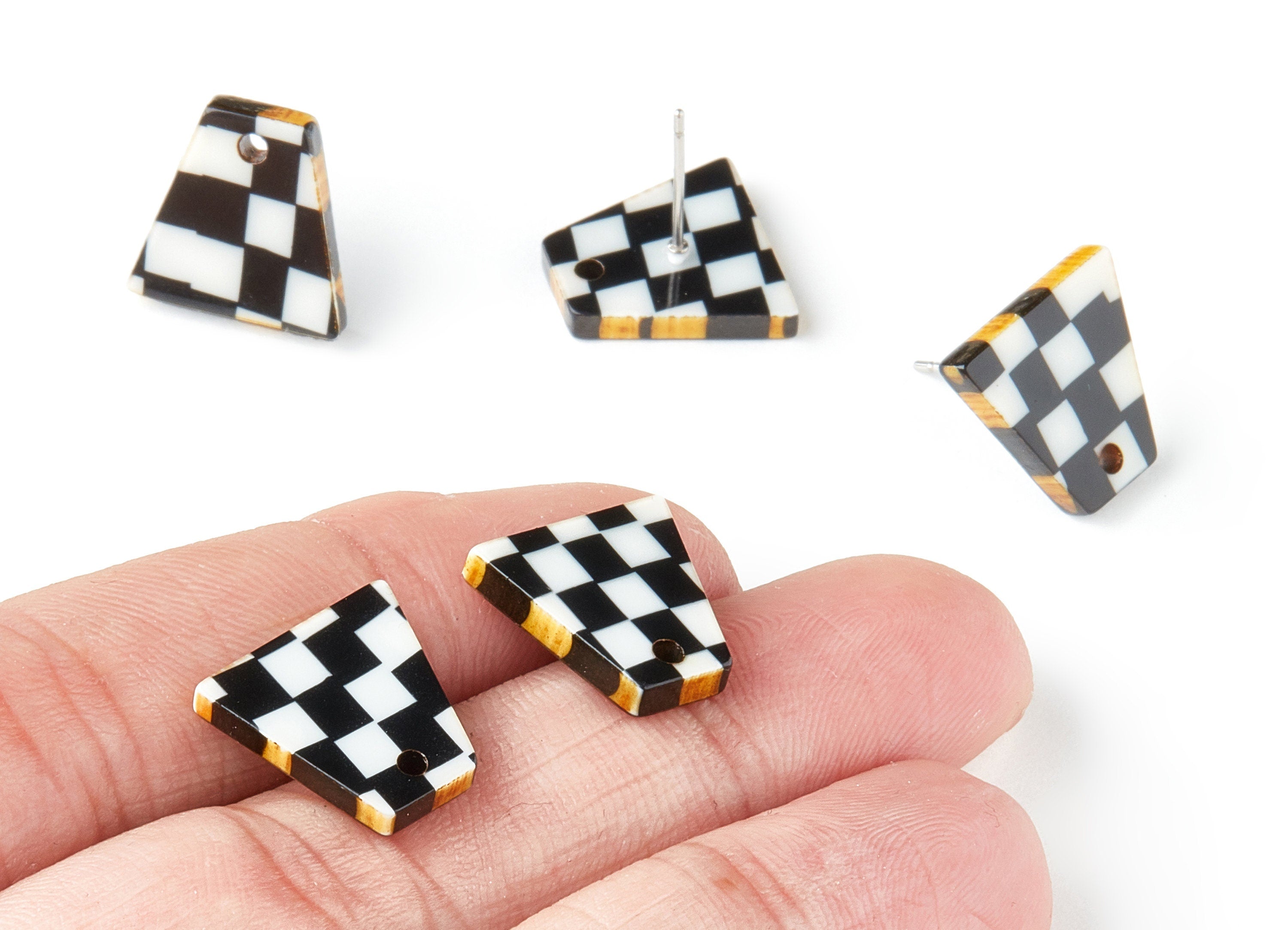 Acetate Trapezoid Earring Stud - Trapezoid Earring Post and Stud - Earring Findings - Color Code: A206 - 14.2x14x2.5mm - AC1530-A206 - DOMEDBAZAAR