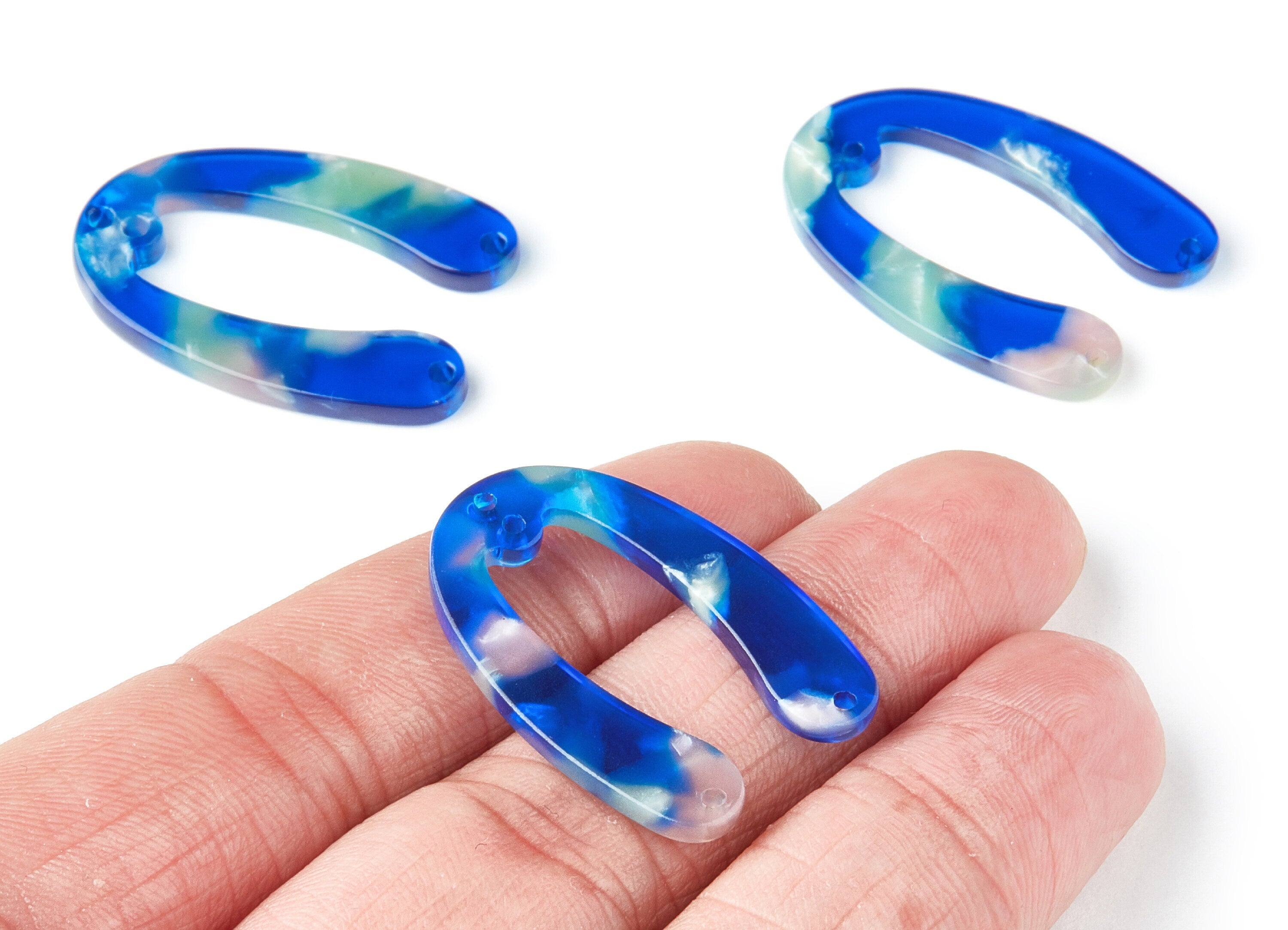 Acetate U Earring Charms - U Pendant With 4 Holes - Earring Findings - Jewellery Supplies - Color Code: A37 - 31.76x22.44x2.7mm - AC1378P - DOMEDBAZAAR