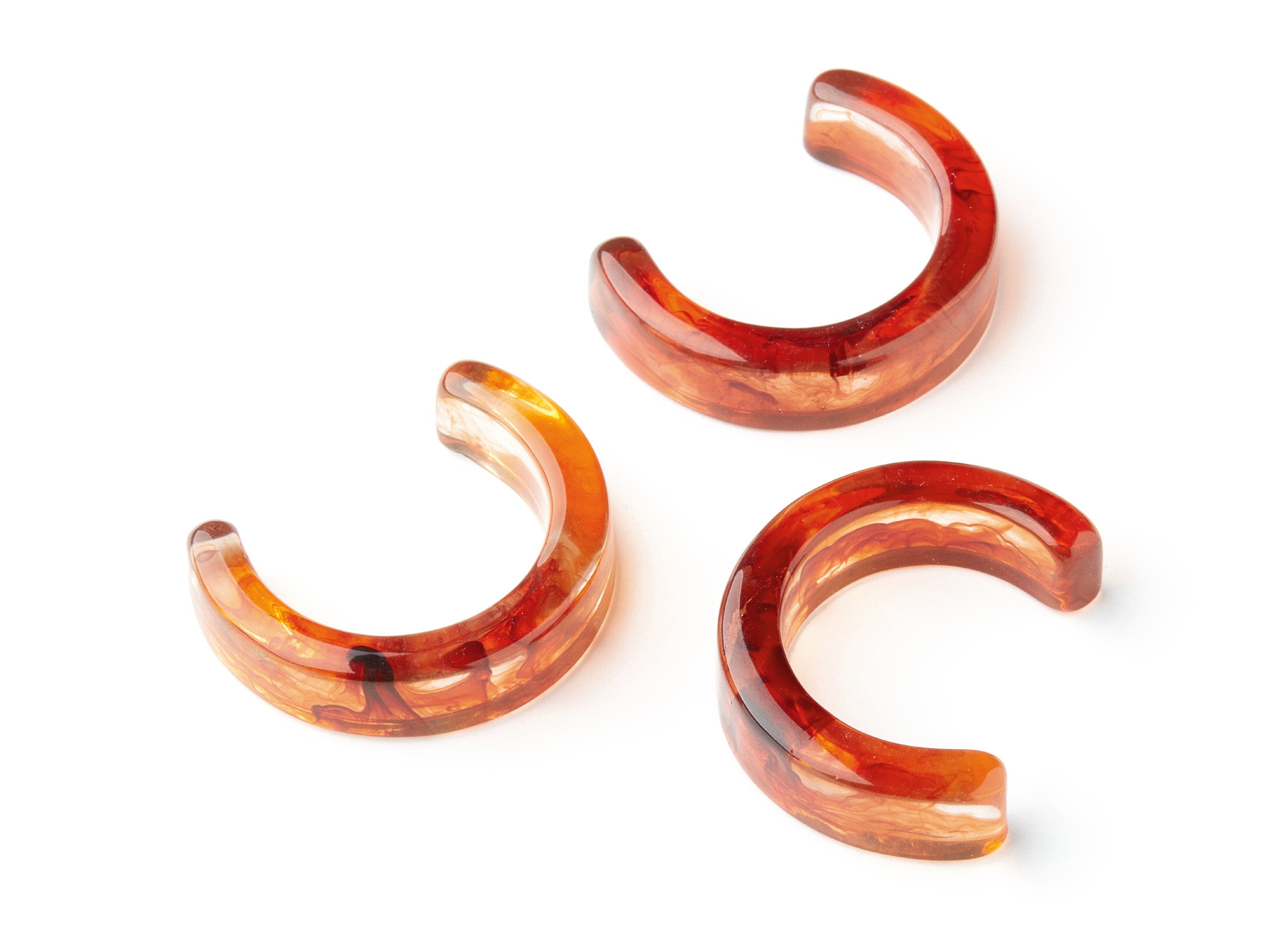 Resin Charms - C Shaped Resin Charms - C Shaped Earrings - No Holes - 39.6x31.3x6.07mm - AC1422B - DOMEDBAZAAR