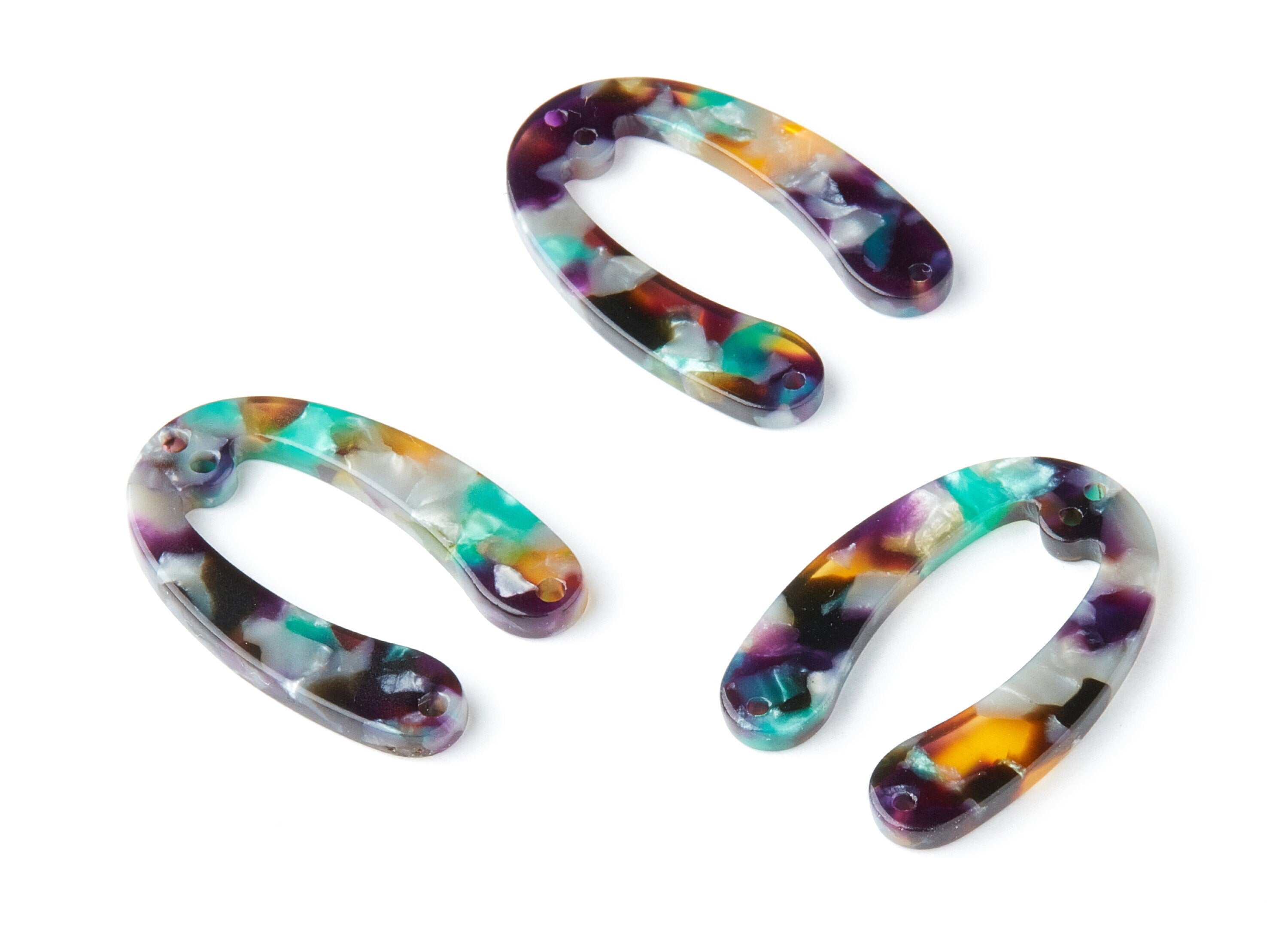 Acetate U Earring Charms - Acrylic U Pendant With 4 Holes - Earring Findings - Jewelry Supplies - Color Code: A50 - 31.76x22x2.7mm - AC1378Y - DOMEDBAZAAR