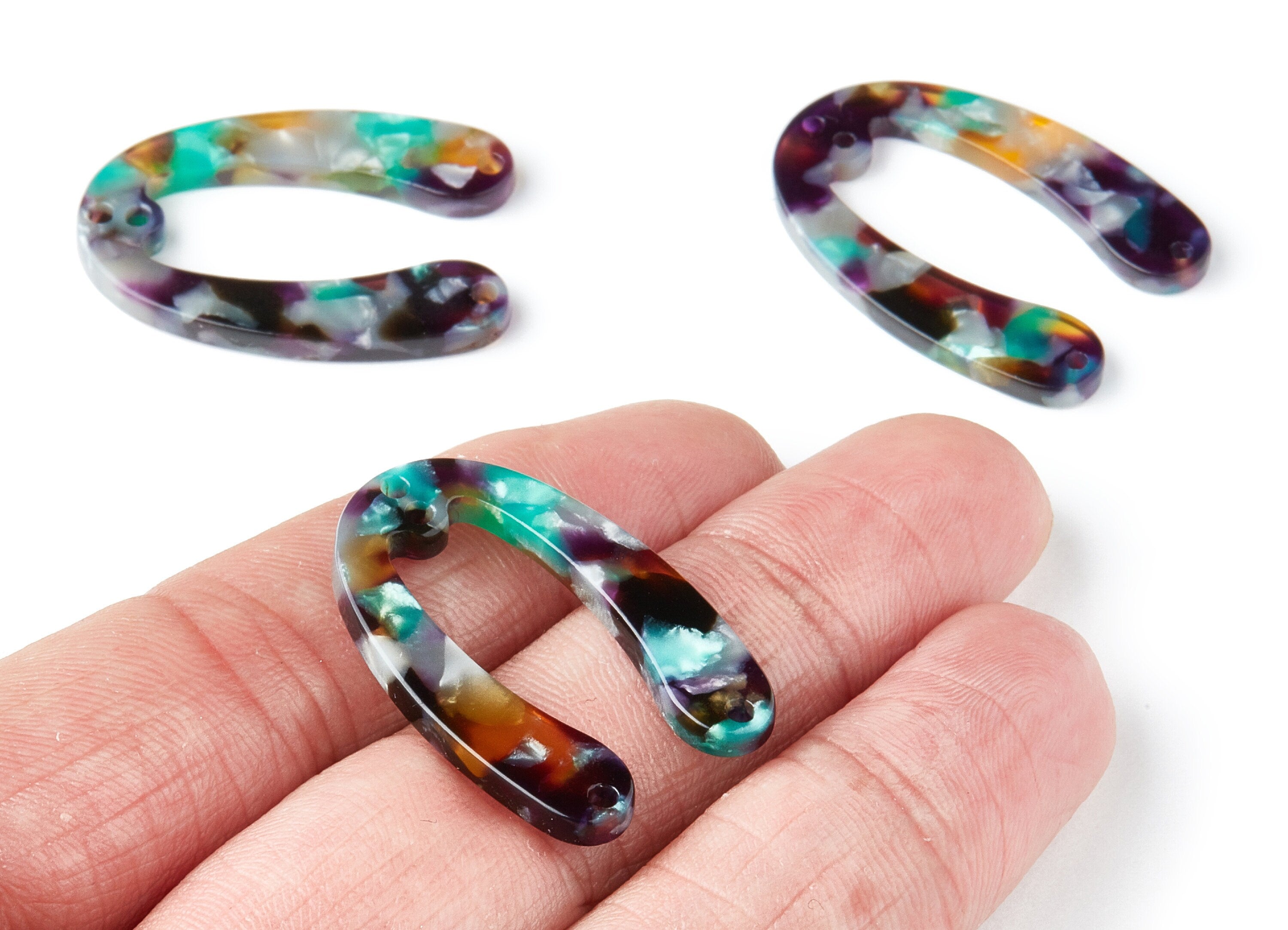 Acetate U Earring Charms - Acrylic U Pendant With 4 Holes - Earring Findings - Jewelry Supplies - Color Code: A50 - 31.76x22x2.7mm - AC1378Y - DOMEDBAZAAR