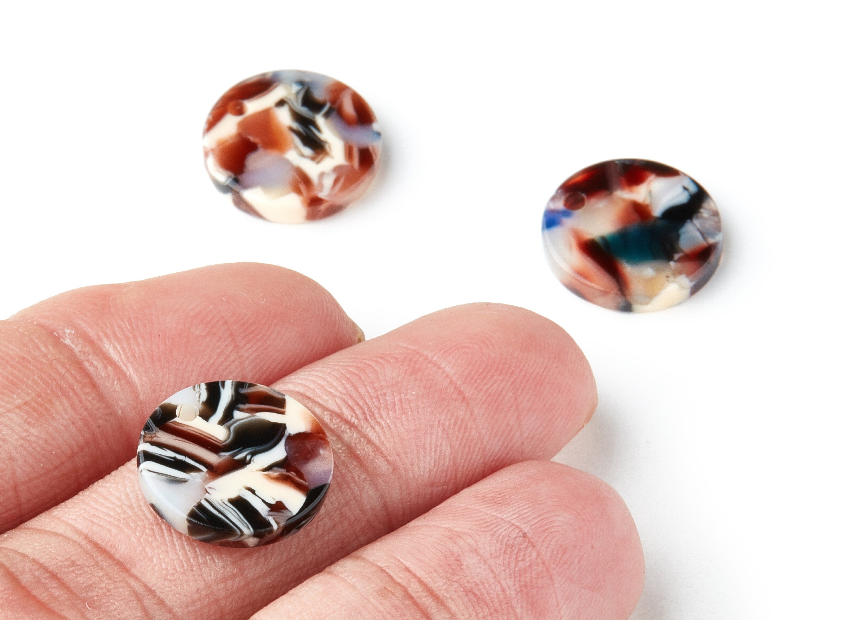 Acetate Coin & Round Charms - Coin and Round Earrings and Pendant - Earring Findings - Color Code:A51 - 14.5x14.5x2.5mm - AC1064AG - DOMEDBAZAAR