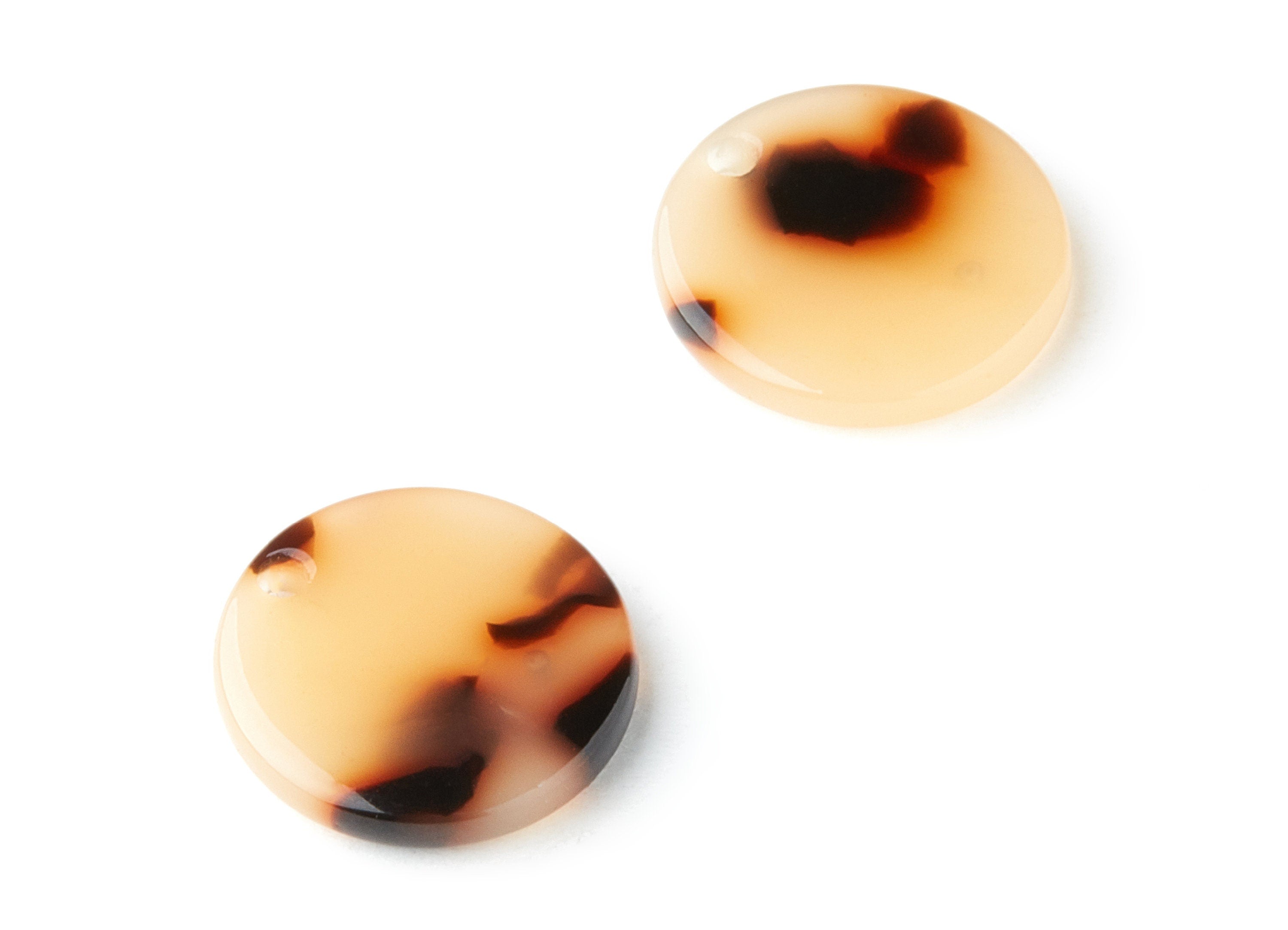 Acetate Coin & Round Charms - Blonde Tortoise Shell Earrings - Coin Earrings and Pendant - Color Code:A08 - 14.5x14.5x2.5mm - AC1064AJ - DOMEDBAZAAR