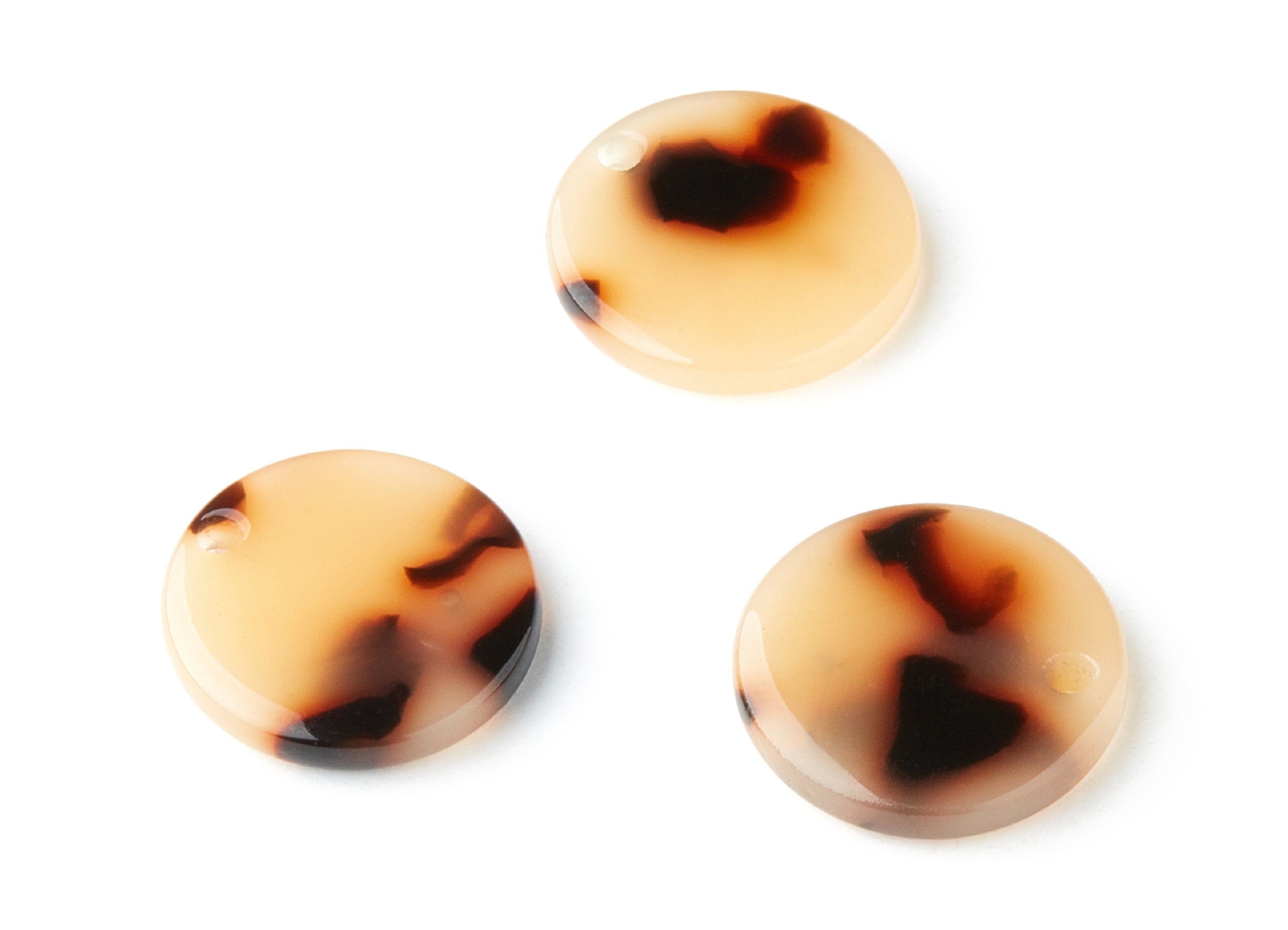 Acetate Coin & Round Charms - Blonde Tortoise Shell Earrings - Coin Earrings and Pendant - Color Code:A08 - 14.5x14.5x2.5mm - AC1064AJ - DOMEDBAZAAR