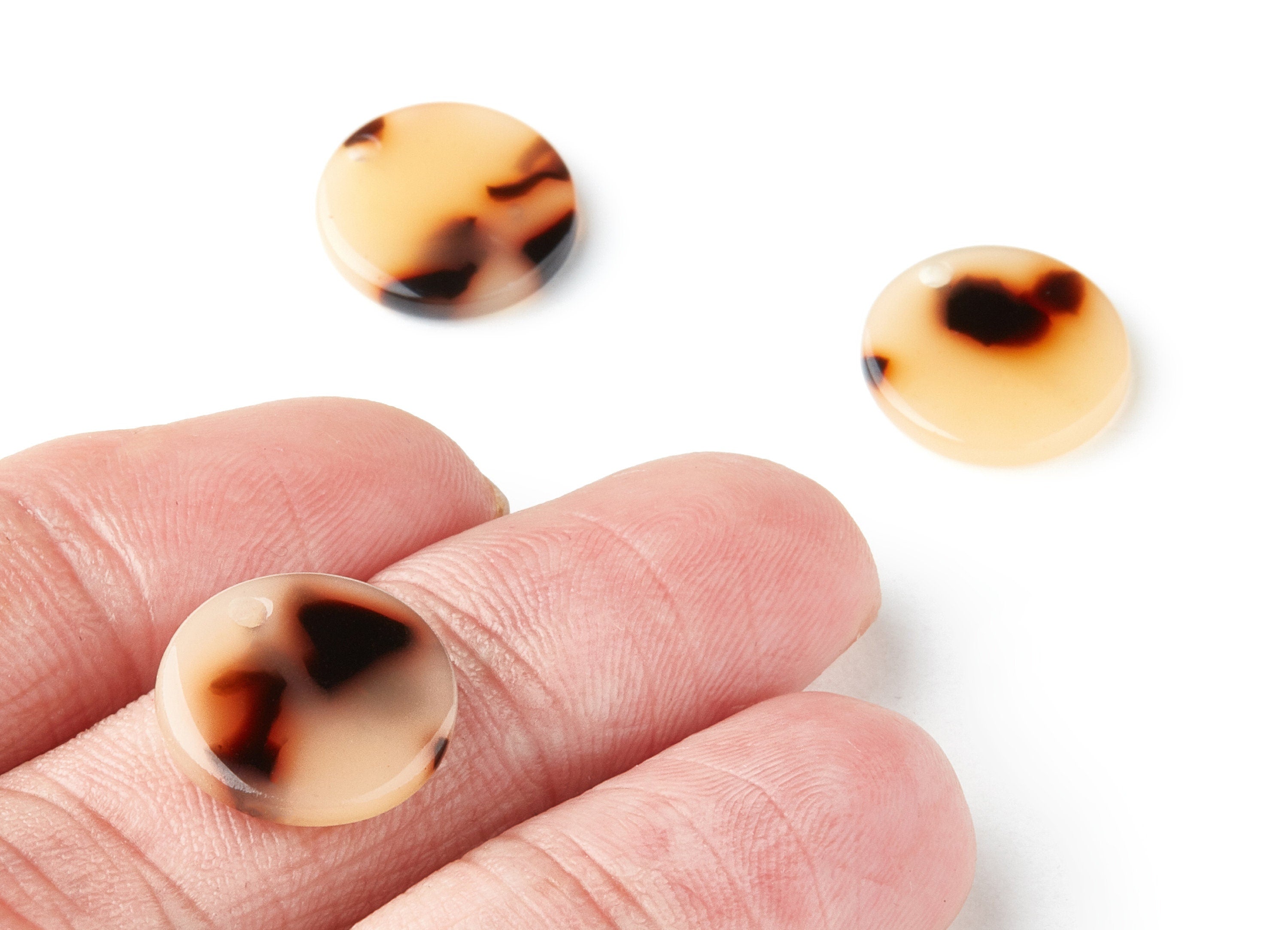 Acetate Coin & Round Charms - Blonde Tortoise Shell Earrings - Coin Earrings and Pendant - Color Code:A08 - 14.5x14.5x2.5mm - AC1064AJ - DOMEDBAZAAR