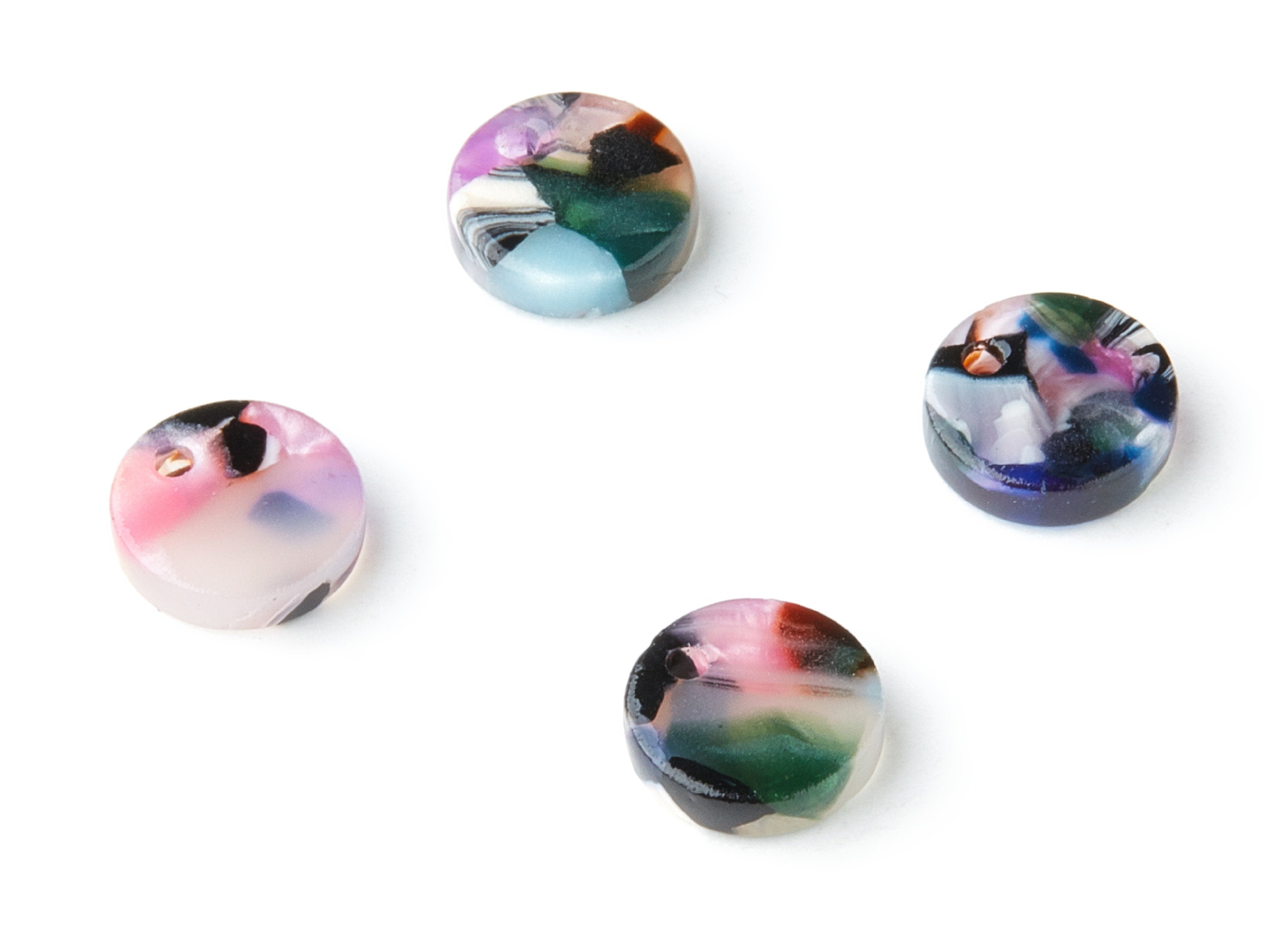 Acetate Round Earring Charms - Round Pendant - 1 Hole - Earring Findings - Jewelry Supplies - Color Code:A11 - 9x9x2.55mm - AC1151X - DOMEDBAZAAR