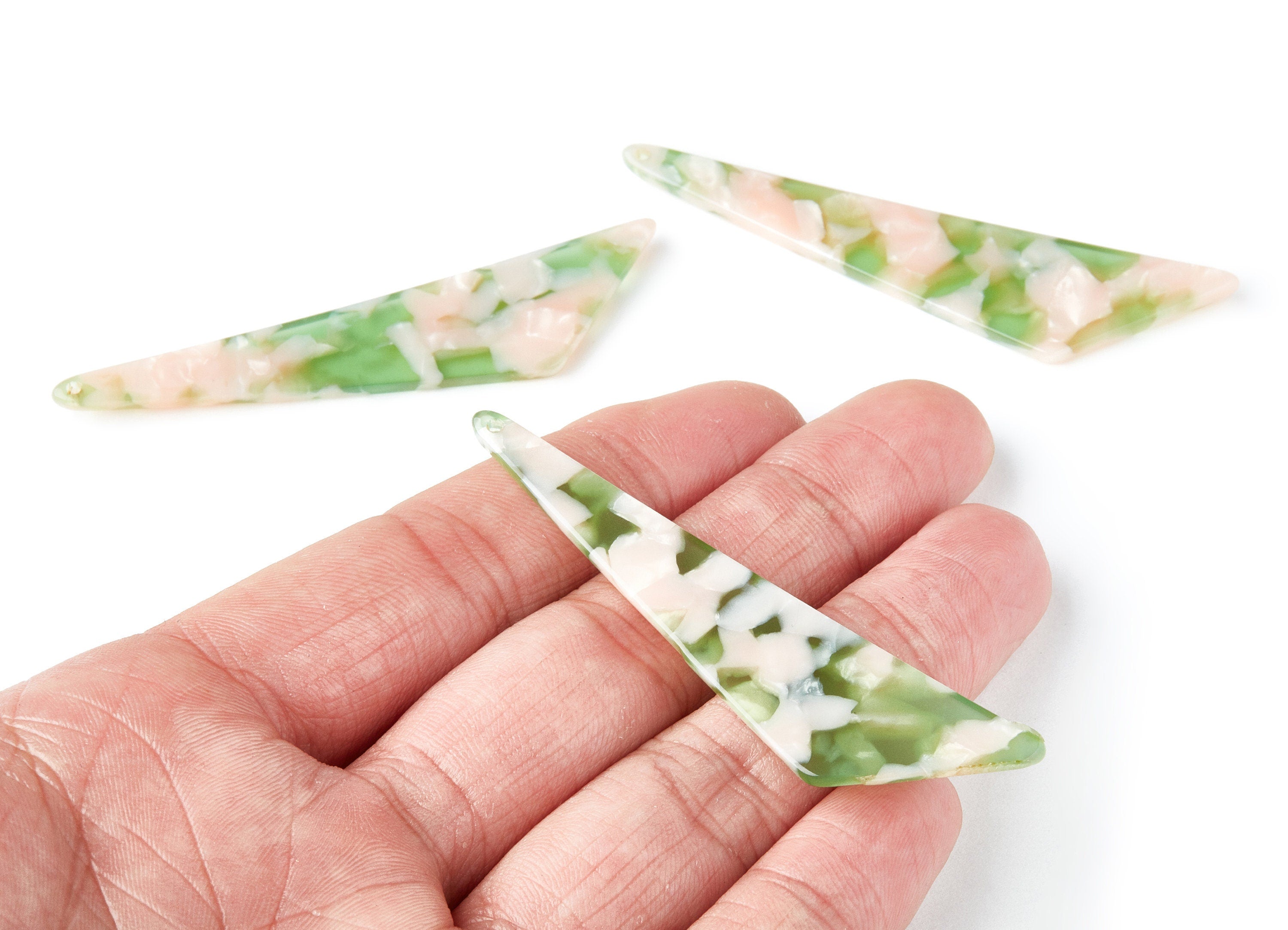 Acetate Triangle Earring Charms - Triangle Pendant - Earring Findings - Jewelry Supplies - Color Code: A38 - 68.73x16.16x2.56mm - AC1367G - DOMEDBAZAAR