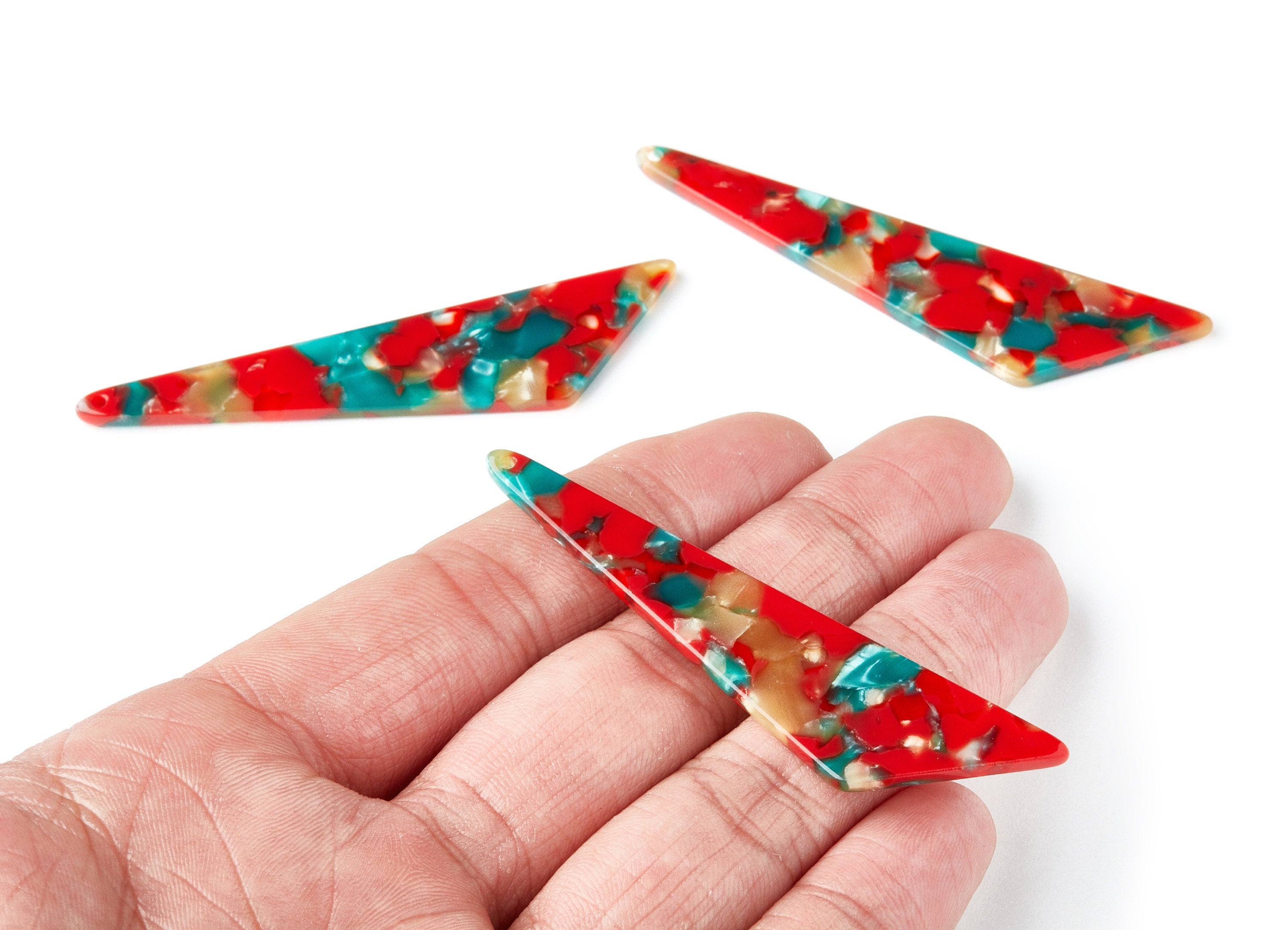 Acetate Triangle Earring Charms - Triangle Pendant - Earring Findings - Jewelry Supplies - Color Code: A46 - 68.73x16.16x2.56mm - AC1367L - DOMEDBAZAAR