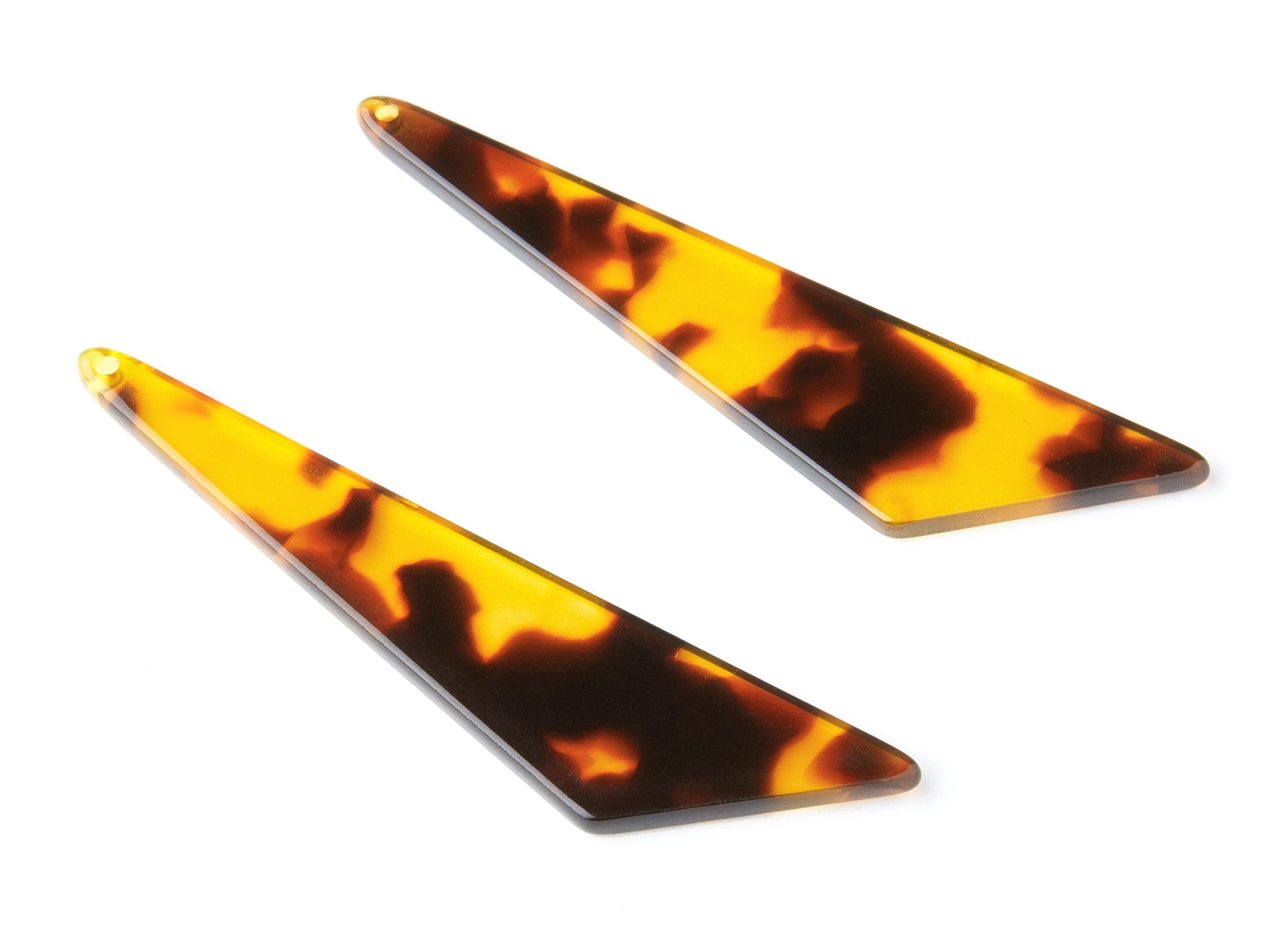 Acetate Acrylic Earring Charm - Tortoise Shell Earring - Triangle Pendant - Jewelry Supplies - Color Code: A05 - 68.73x16.16x2.6mm - AC1367R - DOMEDBAZAAR