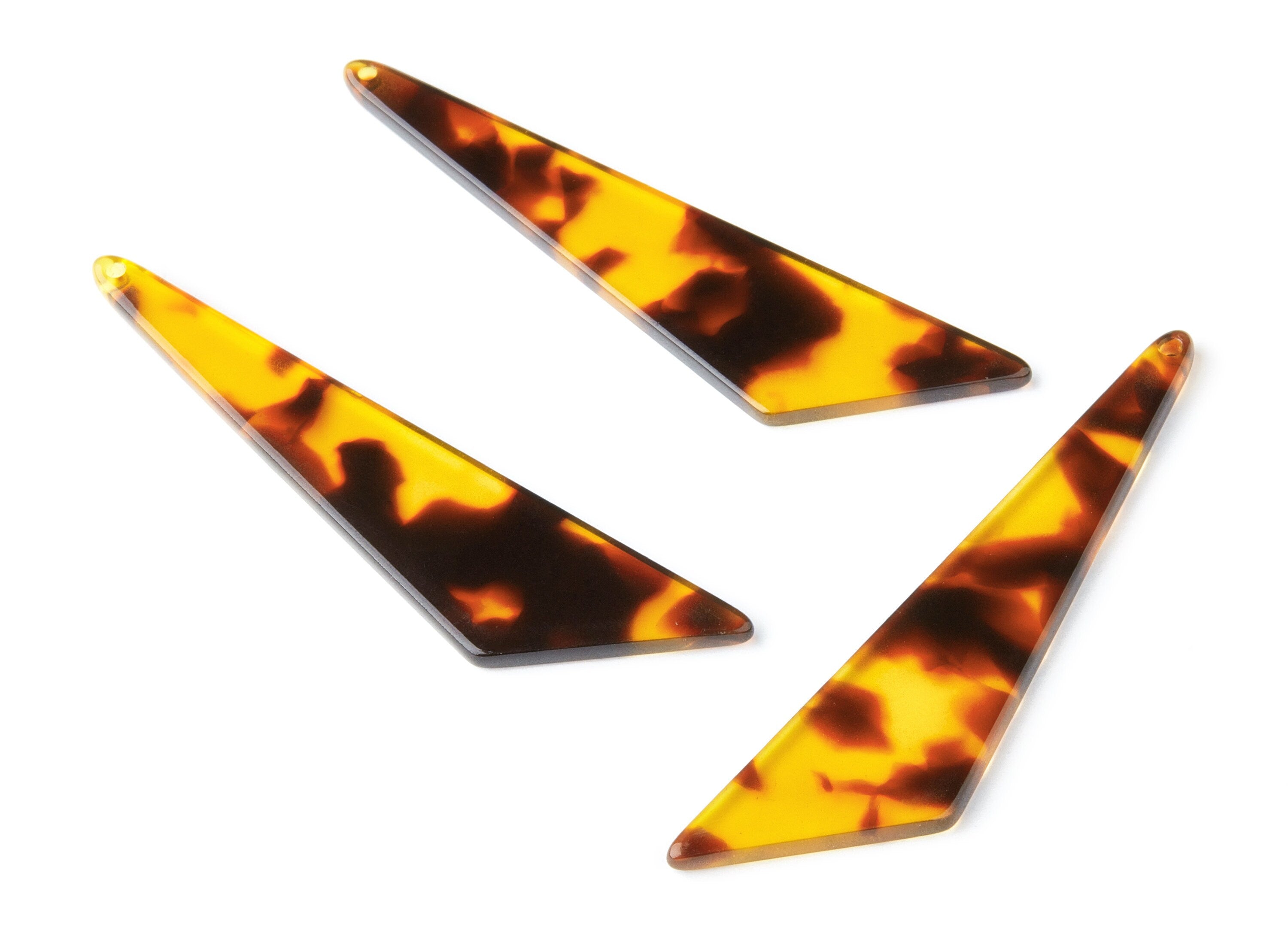 Acetate Acrylic Earring Charm - Tortoise Shell Earring - Triangle Pendant - Jewelry Supplies - Color Code: A05 - 68.73x16.16x2.6mm - AC1367R - DOMEDBAZAAR