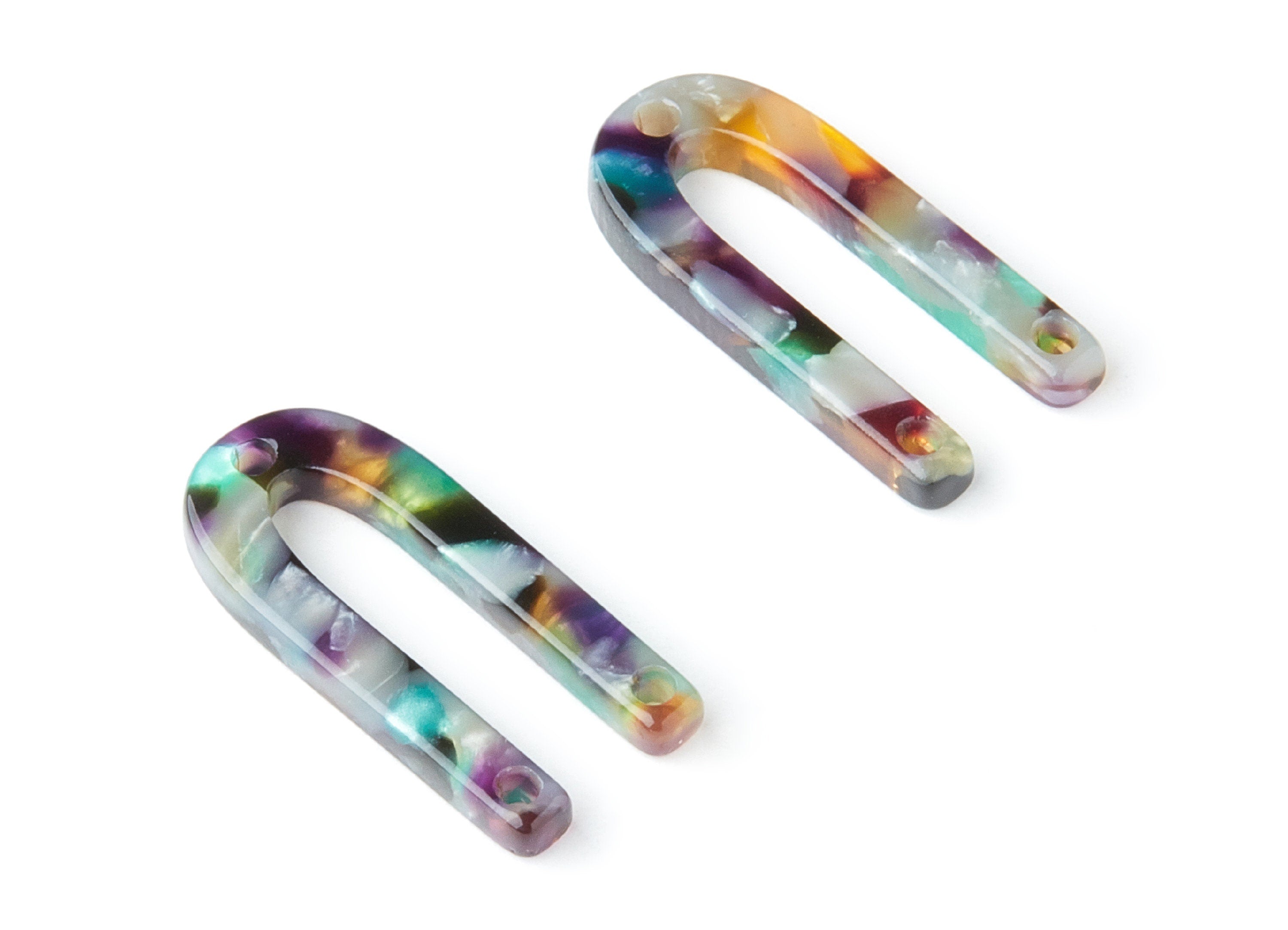 Acetate U Earring Charms - 3 Holes - U Shaped Pendant - Earring Findings - Jewelry Supplies - Color Code: A50 - 25.65x11.6x2.54mm - AC1377F - DOMEDBAZAAR