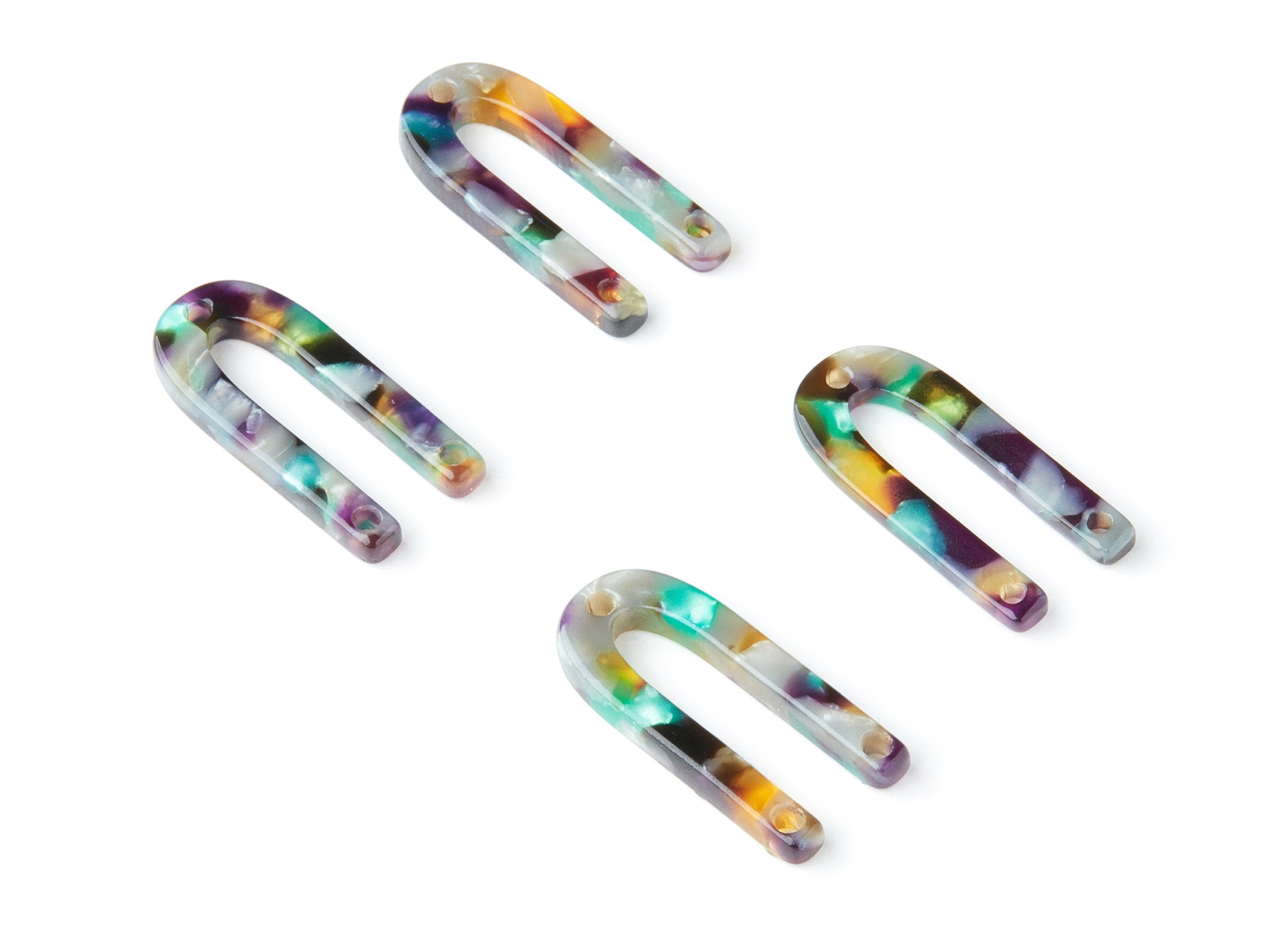 Acetate U Earring Charms - 3 Holes - U Shaped Pendant - Earring Findings - Jewelry Supplies - Color Code: A50 - 25.65x11.6x2.54mm - AC1377F - DOMEDBAZAAR