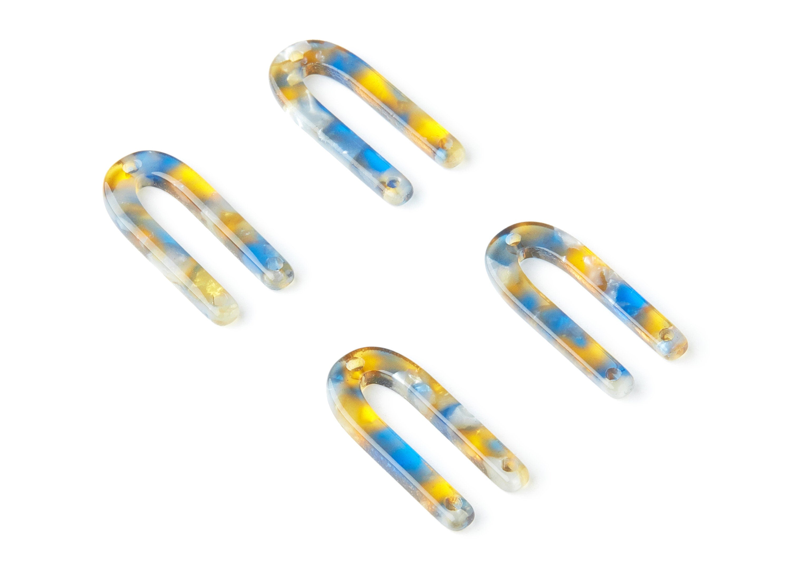 Acetate U Earring Charms - Acrylic U Pendant - 3 Holes - Earring Findings - Jewelry Supplies - Color Code: A40 - 25.65x11.6x2.54mm - AC1377V - DOMEDBAZAAR