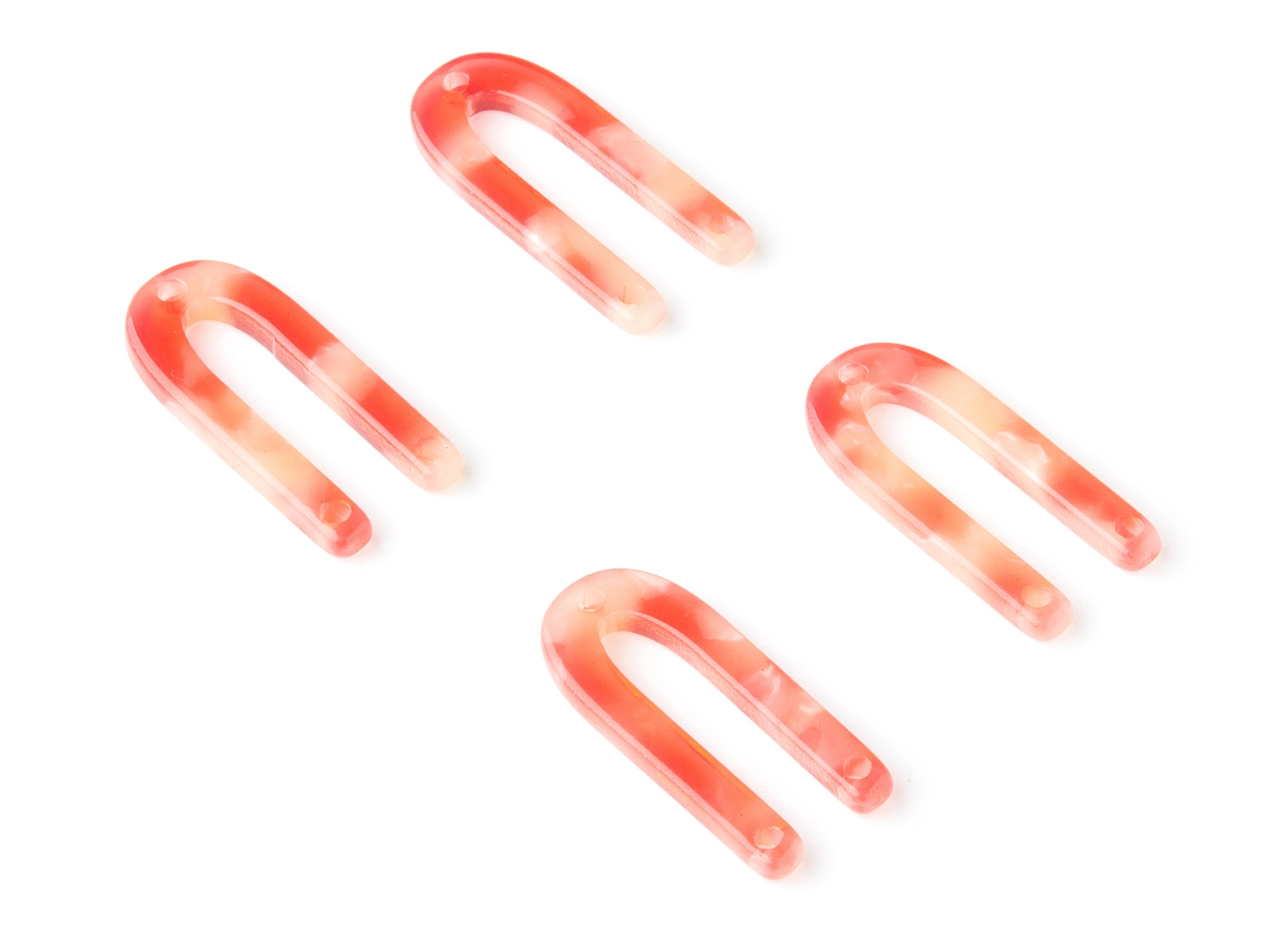 Acetate U Earring Charms - U Shaped Pendant - 3 Holes - Earring Findings - Jewelry Supplies - Color Code: A34 - 25.65x11.6x2.54mm - AC1377D - DOMEDBAZAAR