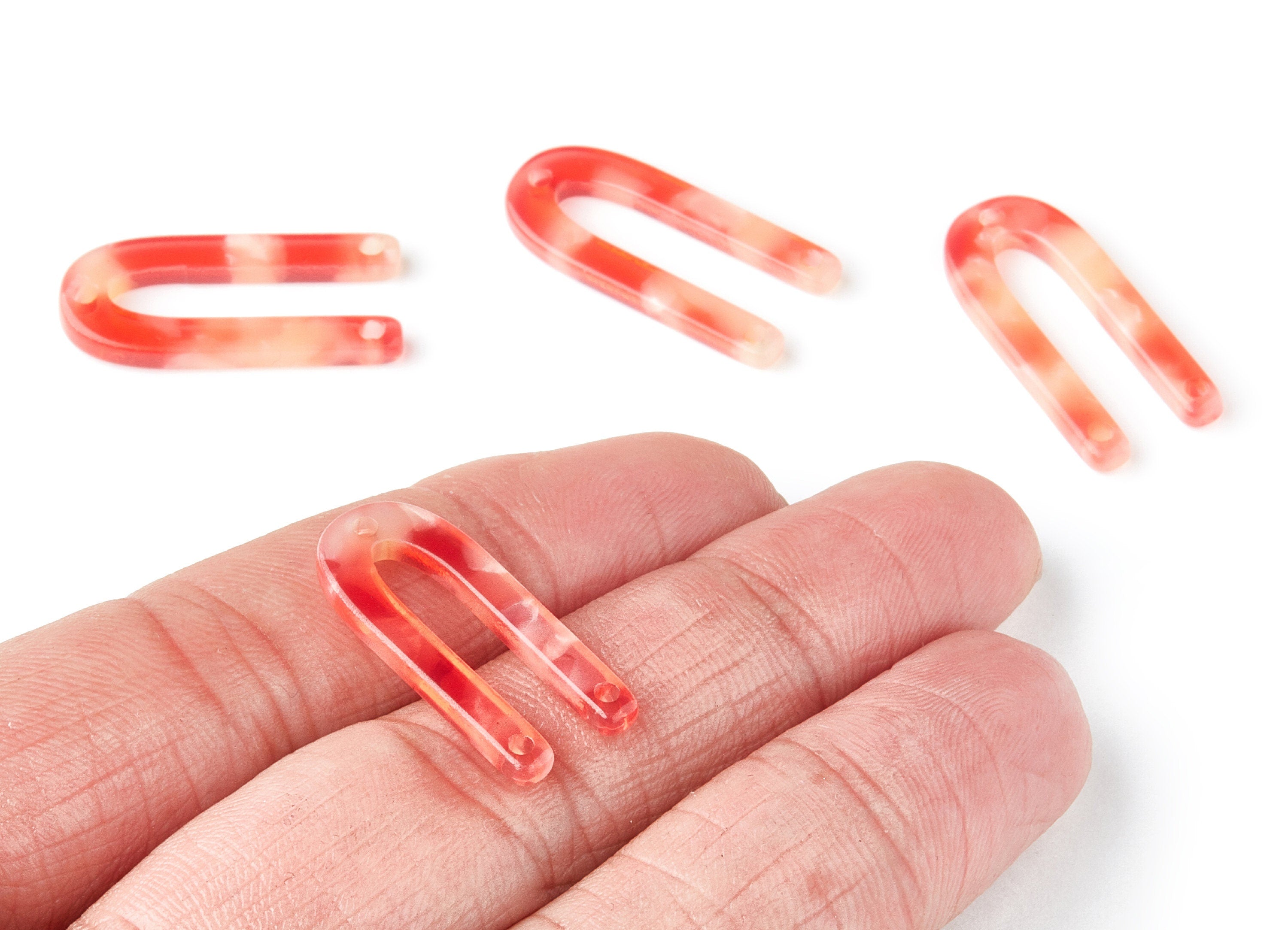 Acetate U Earring Charms - U Shaped Pendant - 3 Holes - Earring Findings - Jewelry Supplies - Color Code: A34 - 25.65x11.6x2.54mm - AC1377D - DOMEDBAZAAR