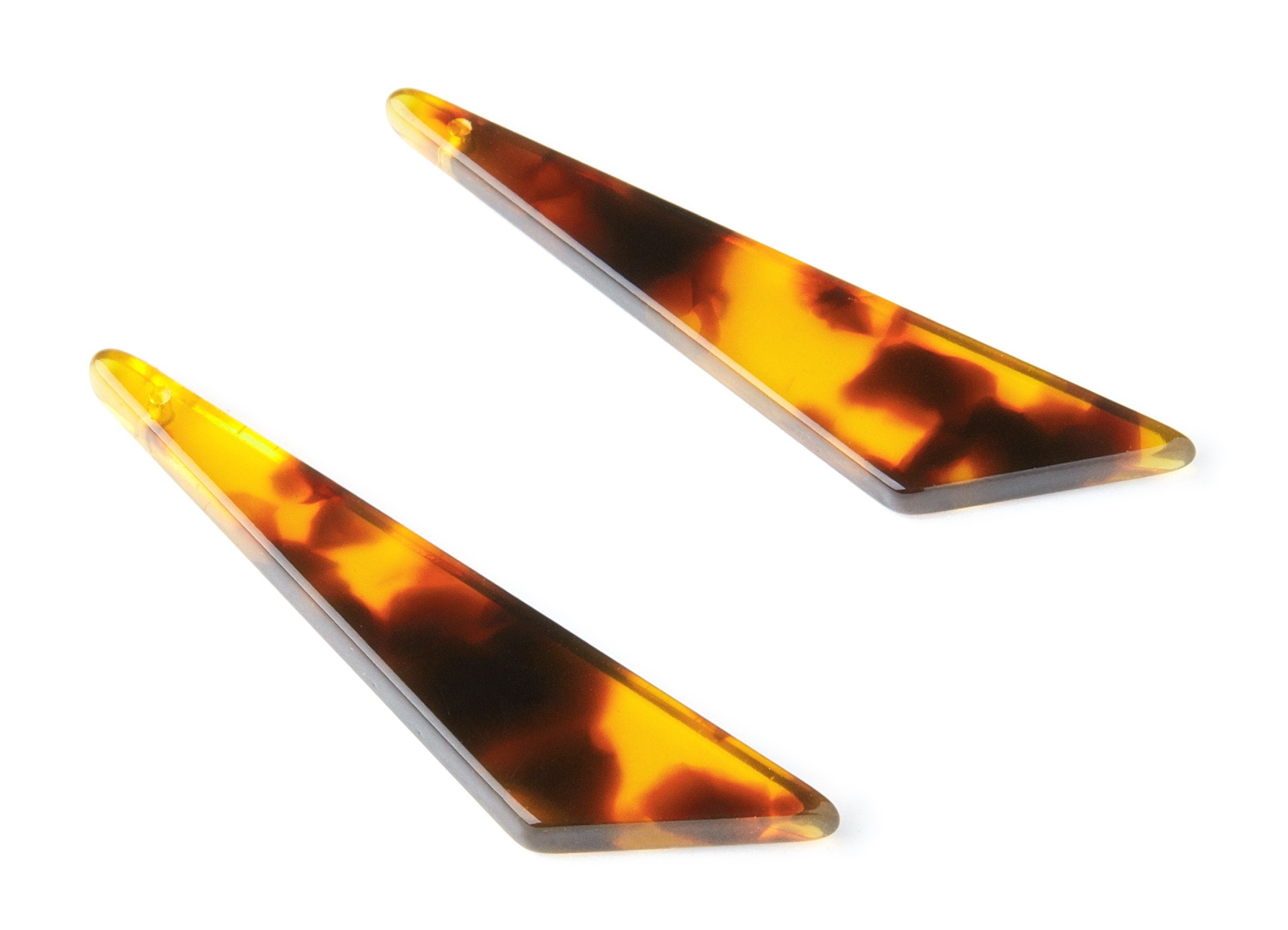Acetate Acrylic Earring Charm - Tortoise Shell Earrings - Triangle Shaped Pendant - Color Code: A05 - 51.44x11.42x2.81mm - AC1352D - DOMEDBAZAAR