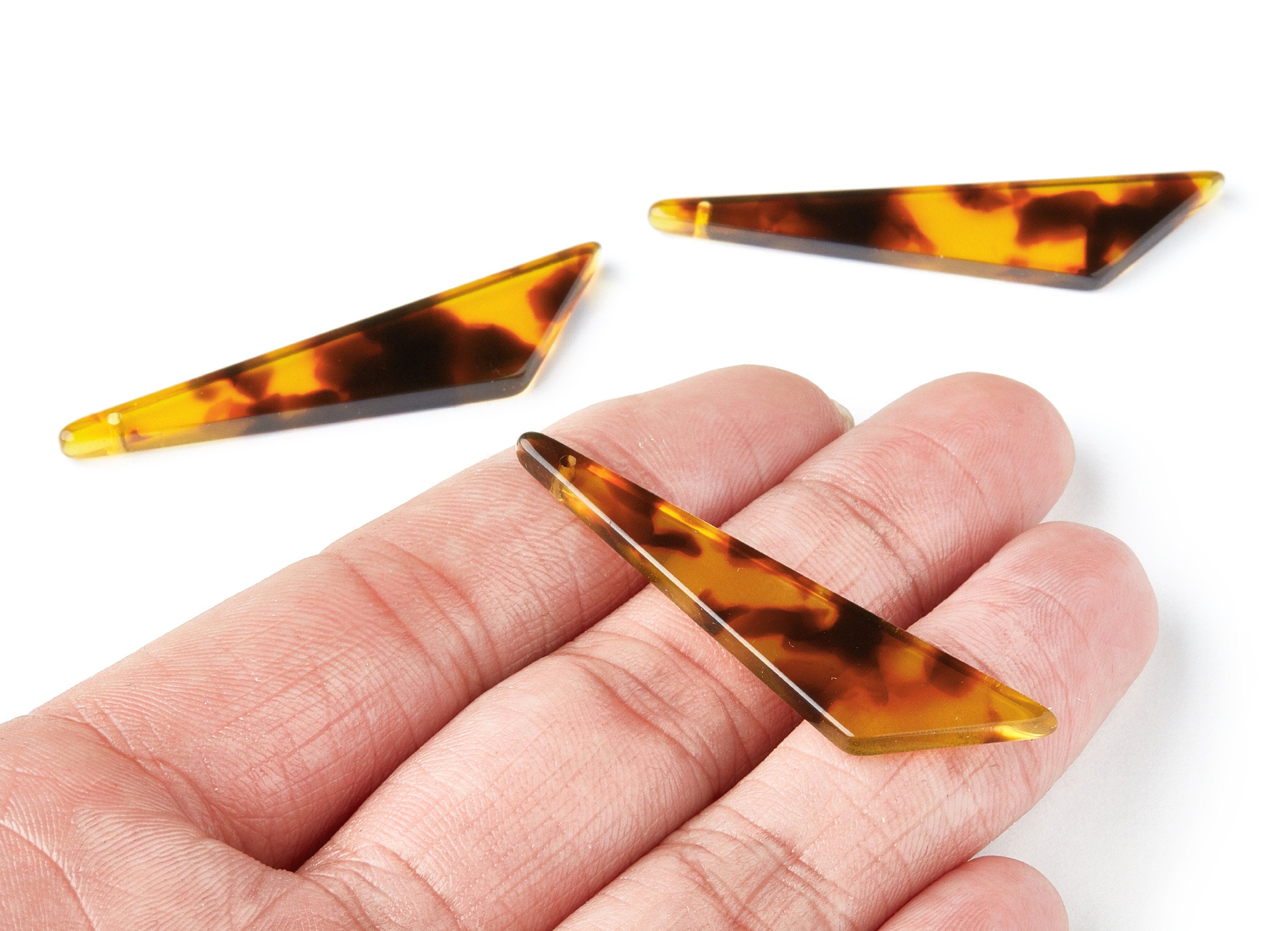 Acetate Acrylic Earring Charm - Tortoise Shell Earrings - Triangle Shaped Pendant - Color Code: A05 - 51.44x11.42x2.81mm - AC1352D - DOMEDBAZAAR