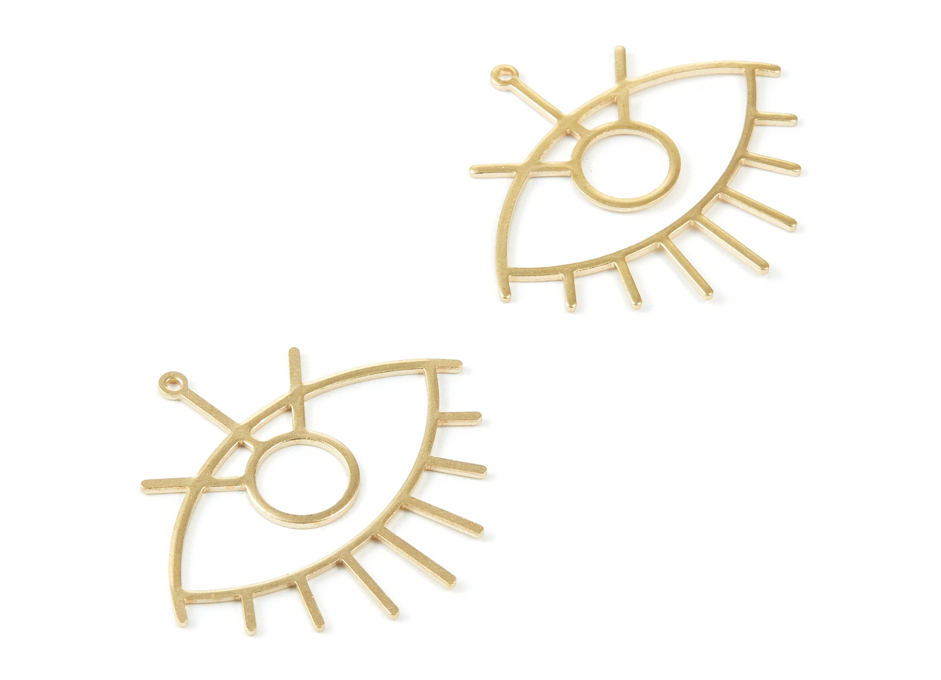 Brass Eye Charms - Eye Shaped Raw Brass Pendant - Earring Findings - Jewelry Supplies - 41.8x38.3x1mm - PP1938 - DOMEDBAZAAR