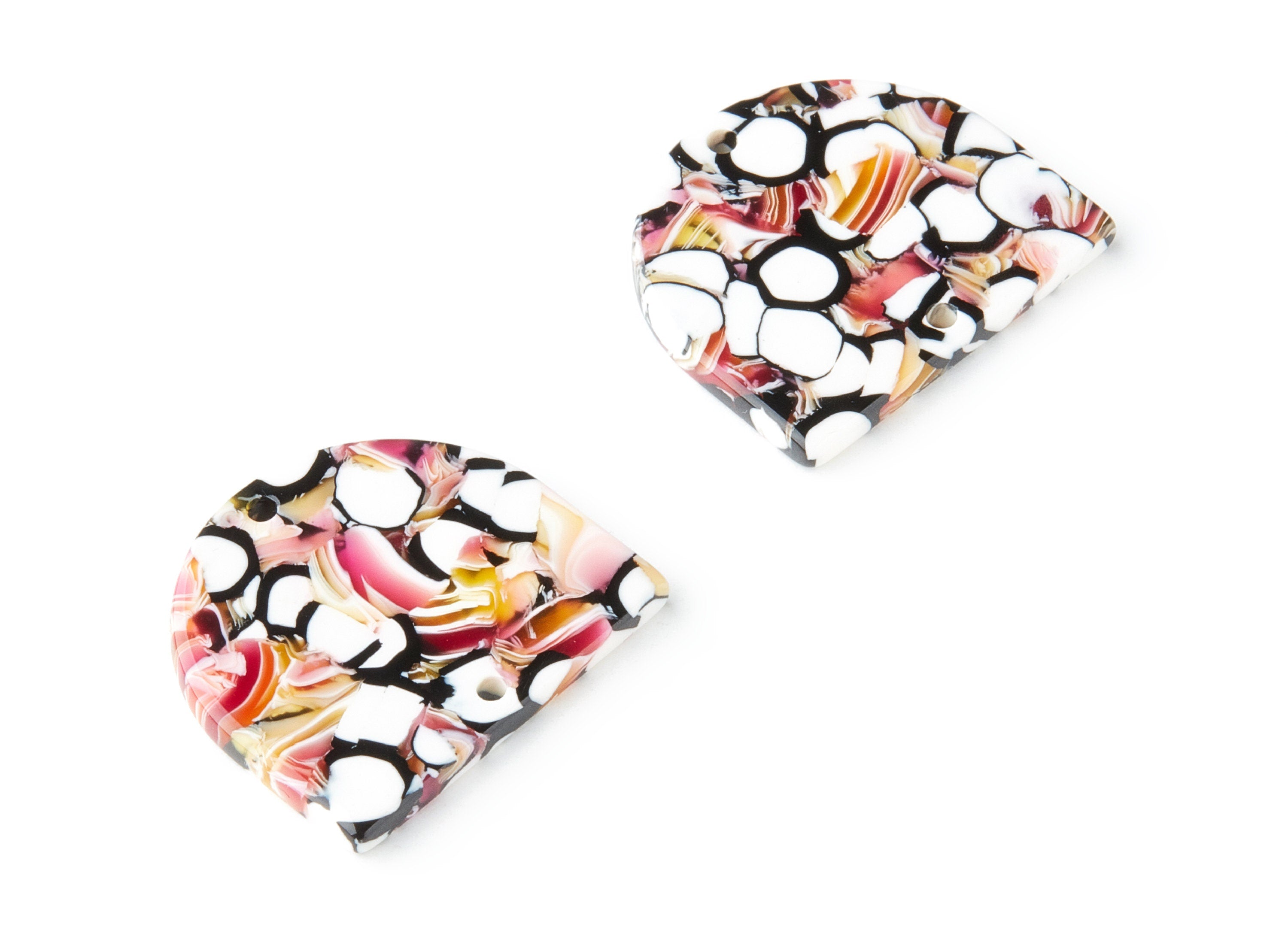 Acetate D Earring Charms - Acrylic D Pendant - Earring Findings - Jewelry Supplies - Color Code:A241 - 27.83x24.65x2.64mm - AC1323B - DOMEDBAZAAR