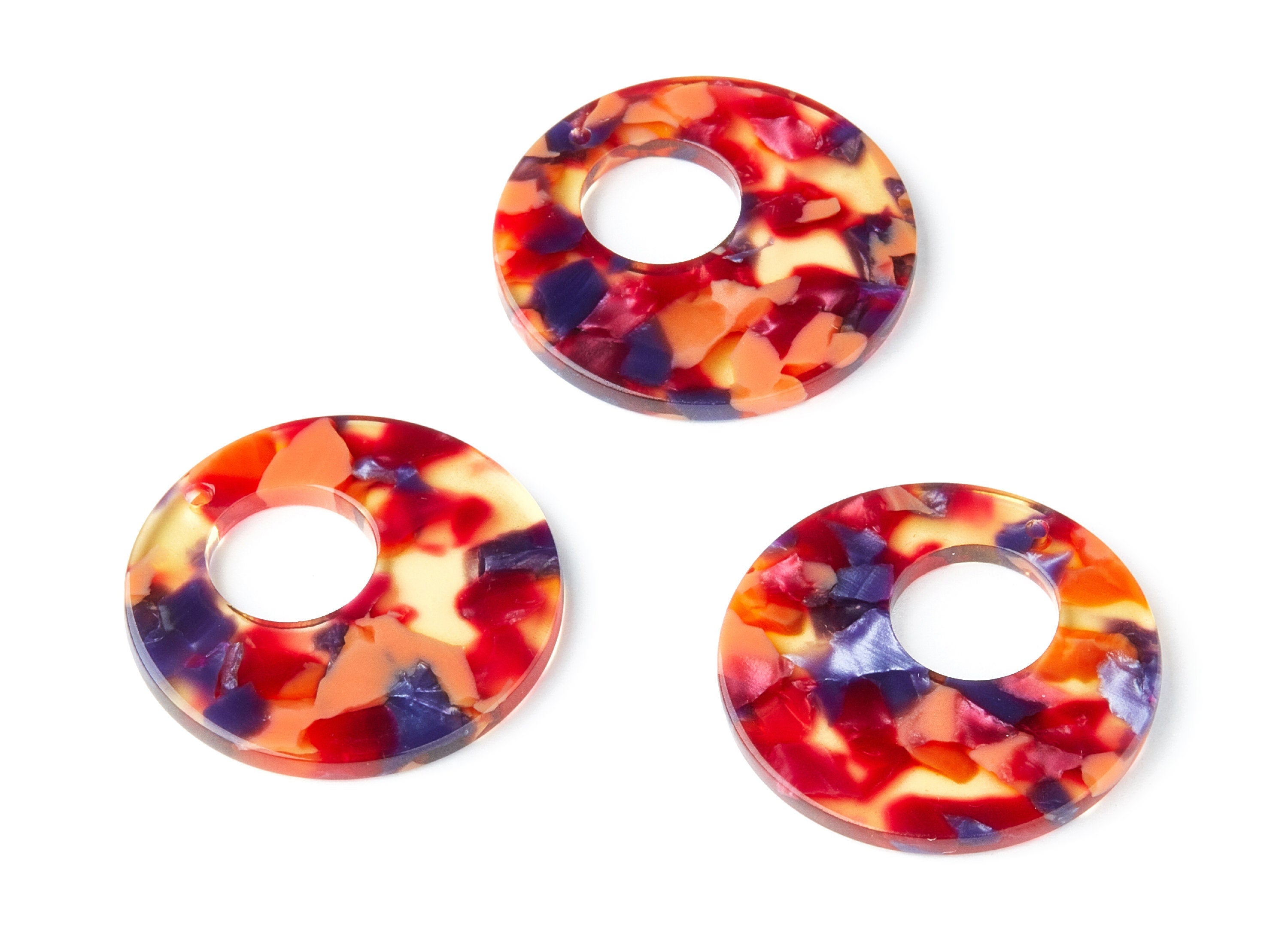 Acetate Circle Earring Charms - Acrylic Circle Pendant - Earring Findings - Jewelry Supplies - Color Code: A44 - 31.7x31.7x2.64mm - AC1359E - DOMEDBAZAAR
