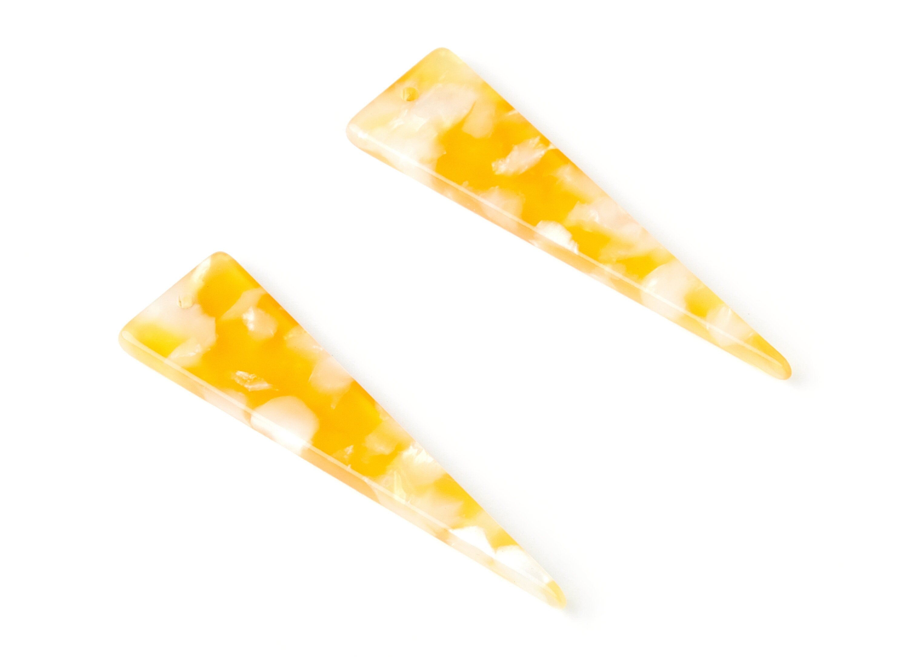 Acetate Acrylic Earring Charm - Tortoise Shell Earrings - Triangle Shaped Pendant - Color Code: A43 - 49x13.5x2.66mm - AC1370S - DOMEDBAZAAR