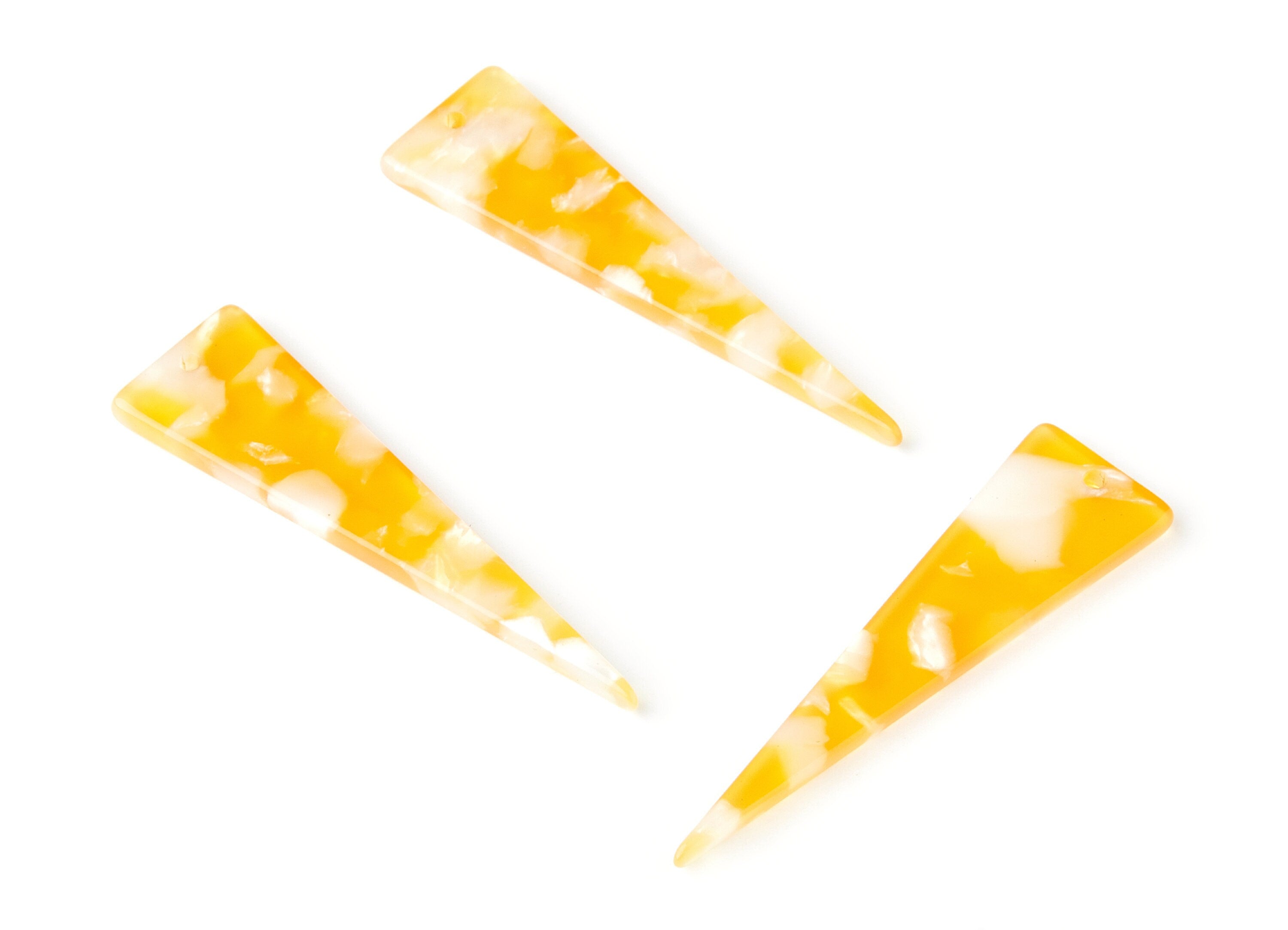 Acetate Acrylic Earring Charm - Tortoise Shell Earrings - Triangle Shaped Pendant - Color Code: A43 - 49x13.5x2.66mm - AC1370S - DOMEDBAZAAR