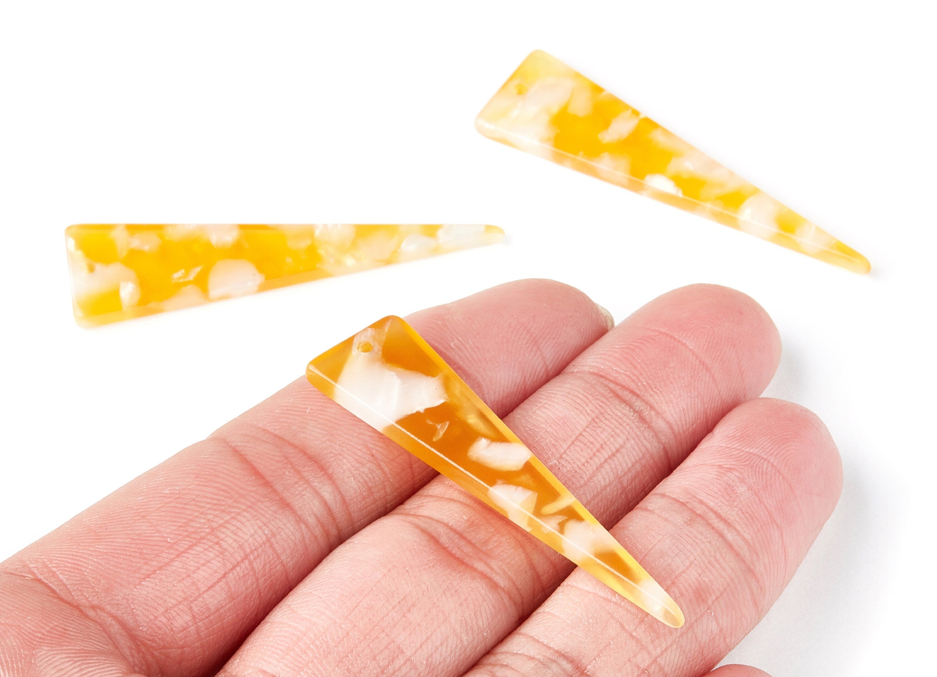 Acetate Acrylic Earring Charm - Tortoise Shell Earrings - Triangle Shaped Pendant - Color Code: A43 - 49x13.5x2.66mm - AC1370S - DOMEDBAZAAR