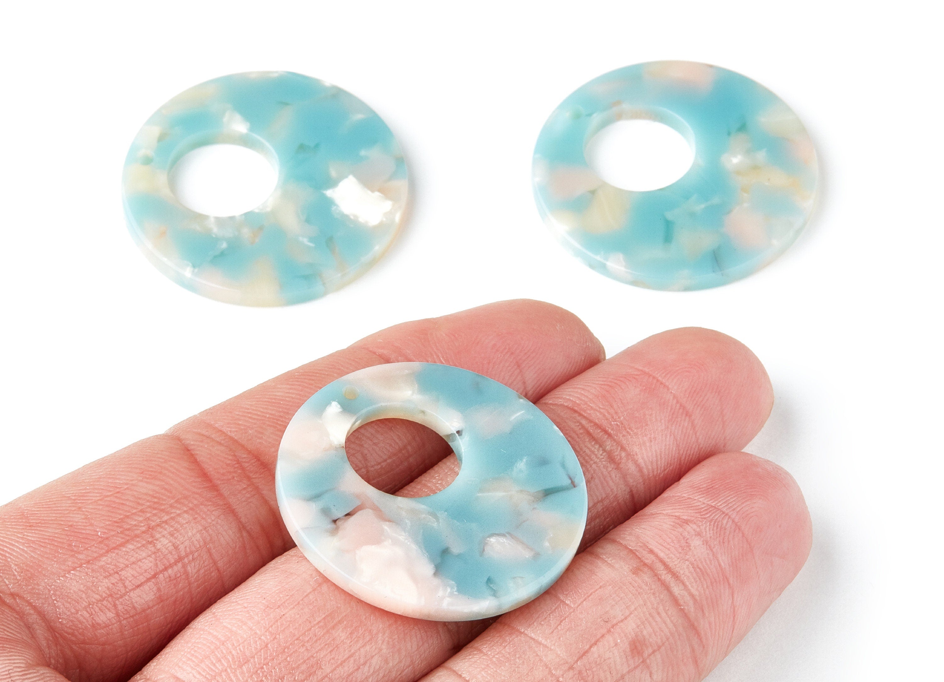 Acetate Circle Earring Charms - Circle Shaped Pendant - Earring Findings - Jewelry Supplies - Color Code: A36 - 31.7x31.7x2.64mm - AC1359R - DOMEDBAZAAR