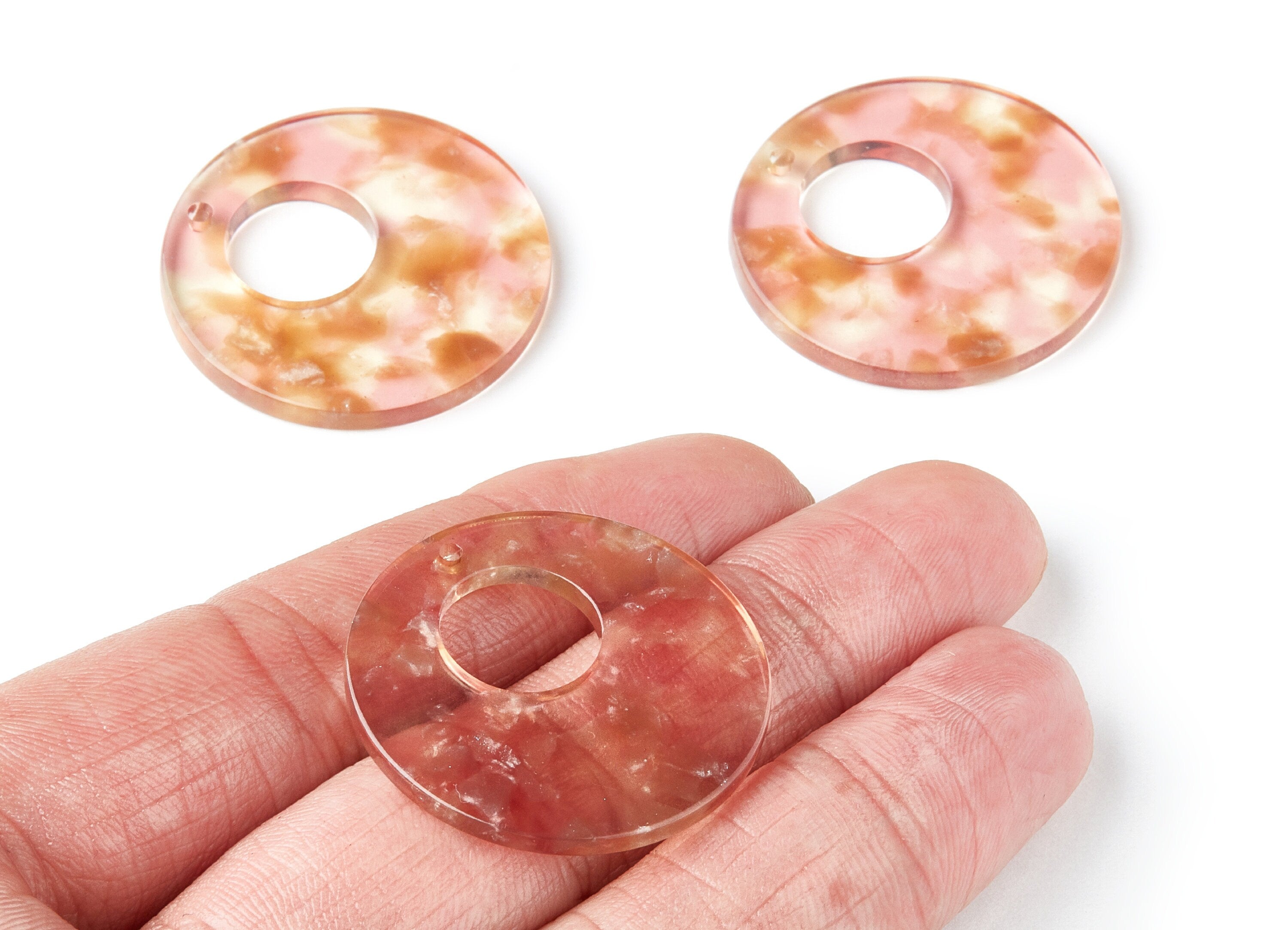 Acetate Circle Earring Charms - Circle Shaped Pendant - Earring Findings - Jewelry Supplies - Color Code: A45 - 31.7x31.7x2.64mm - AC1359M - DOMEDBAZAAR