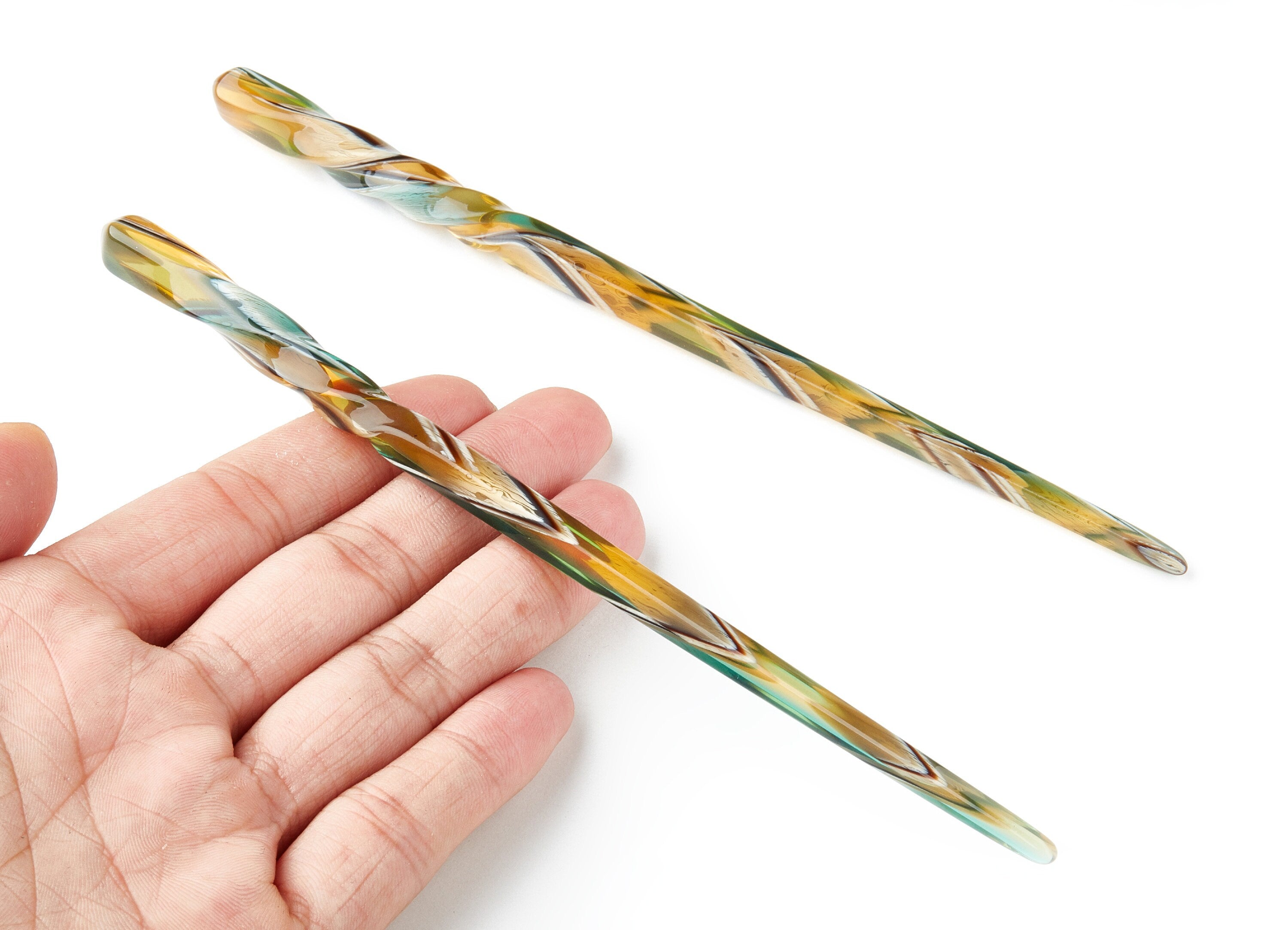 Acrylic Hair Stick Charms - Acrylic Celluloid Acetate - 1 Hole - Stick Shaped Hair Pin - 17.5x7.85mm - AC1402A - DOMEDBAZAAR