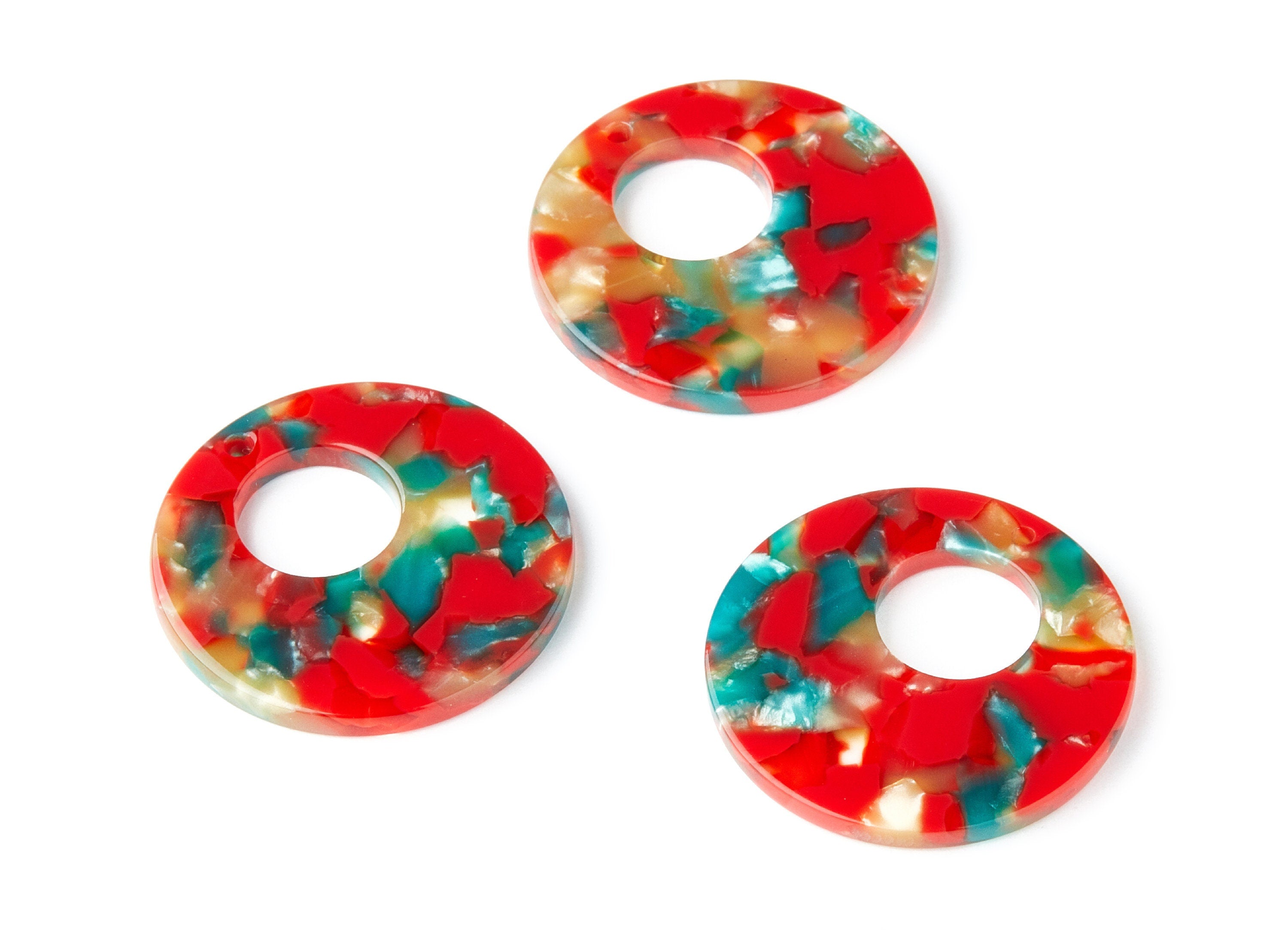 Acetate Circle Earring Charms - Circle Shaped Pendant - Earring Findings - Jewelry Supplies - Color Code: A46 - 31.7x31.7x2.64mm - AC1359V - DOMEDBAZAAR